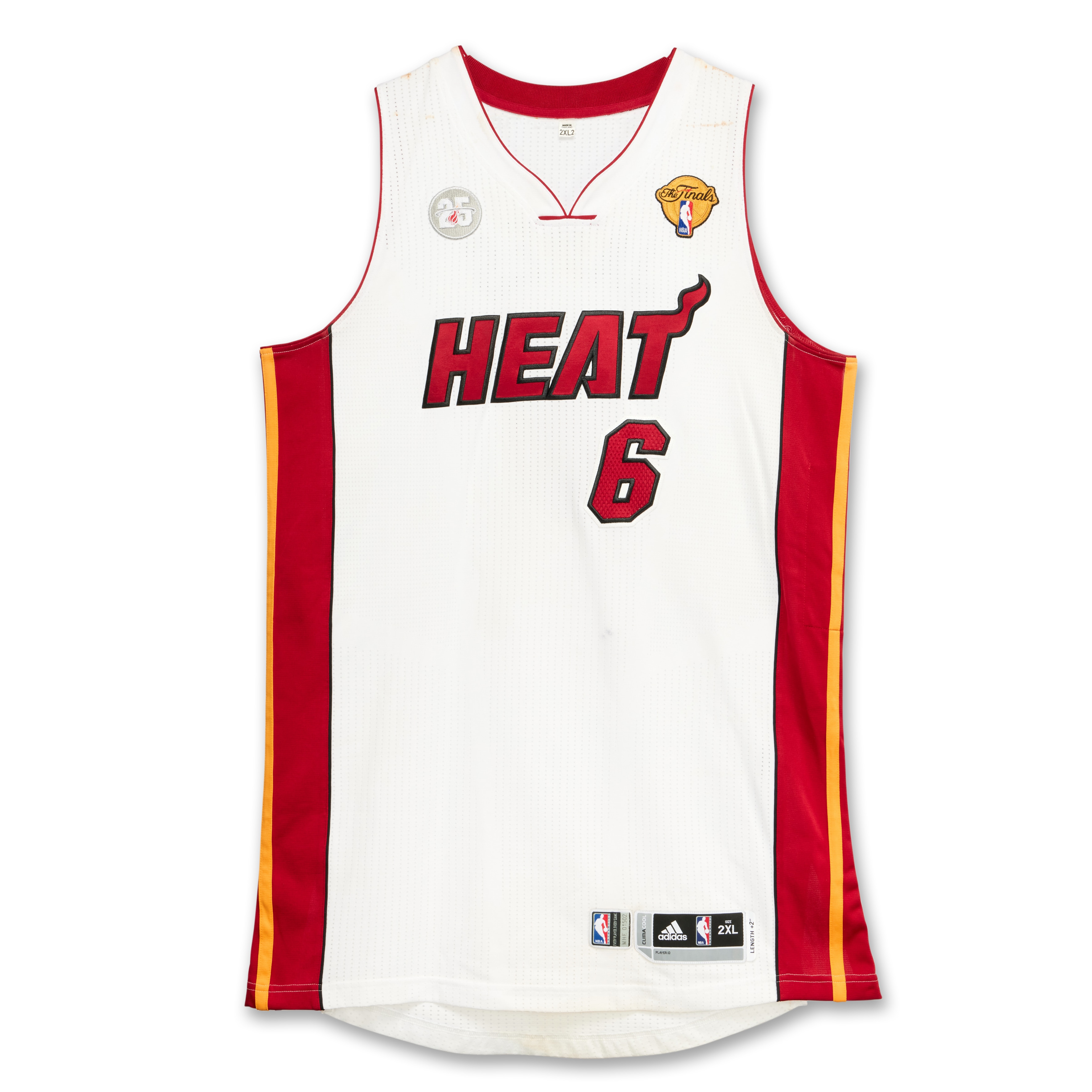 ウェア NBA Miami Heat LeBron James uniform LeBron James' Heat Jersey from Epic Block in 2013 NBA Finals