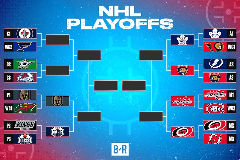 NHL playoff bracket displaying team matchups and seedings for the 2023 postseason.
