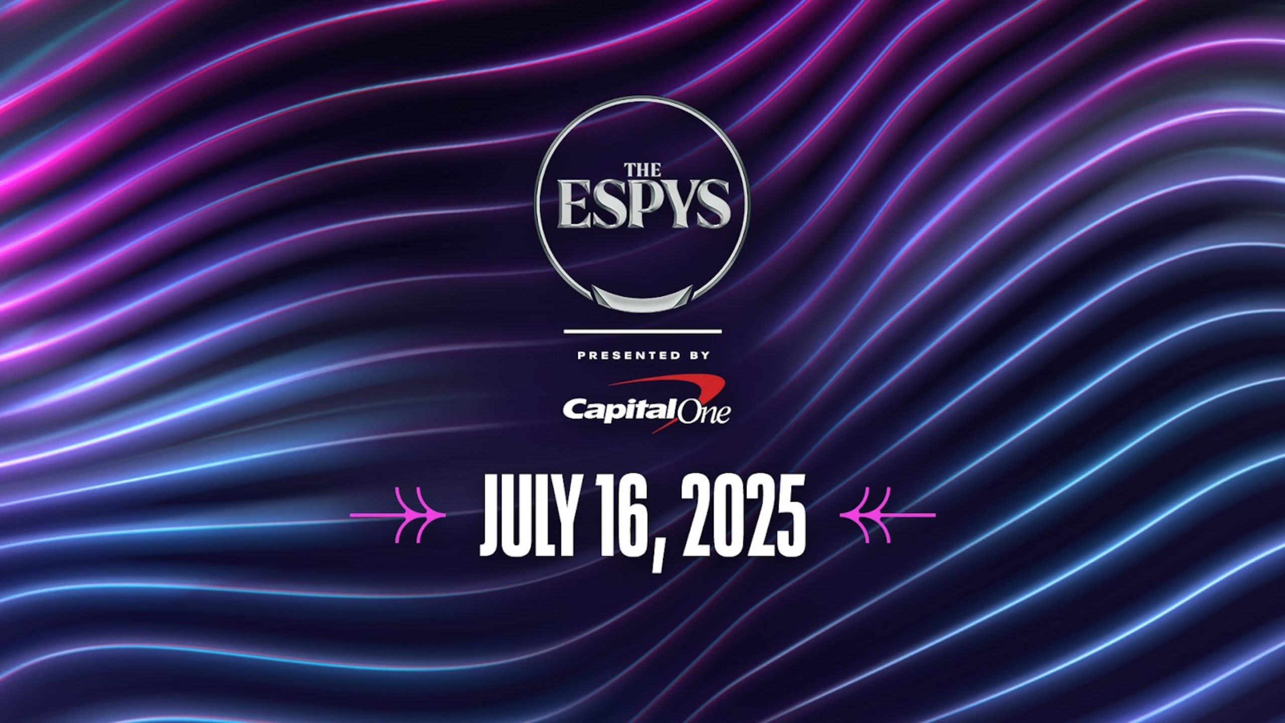 The logo for the 2025 ESPYS with the date of the show