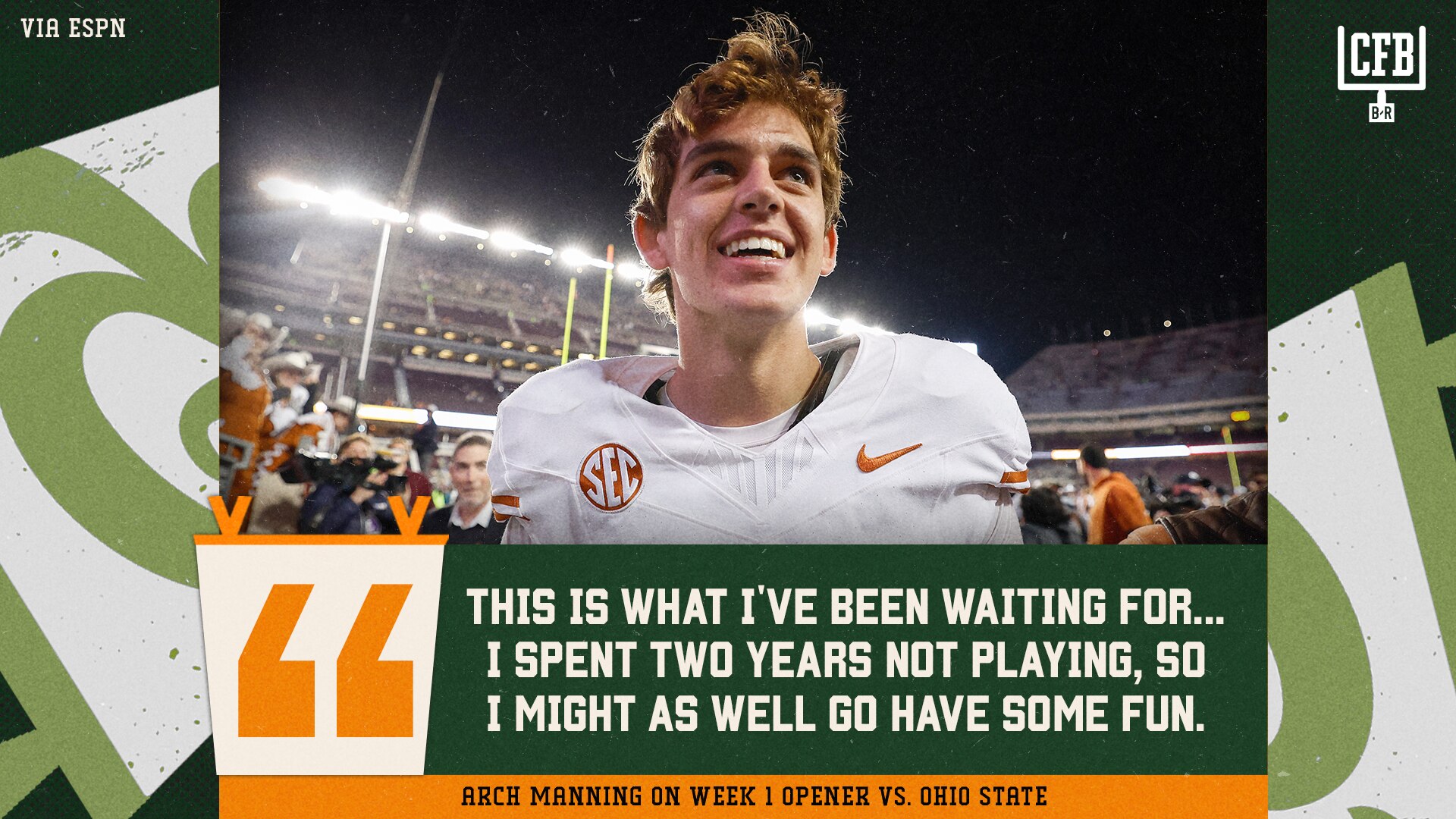 Arch Manning Ready for Texas vs. Ohio State, ‘This Is What I’ve Been Waiting For’