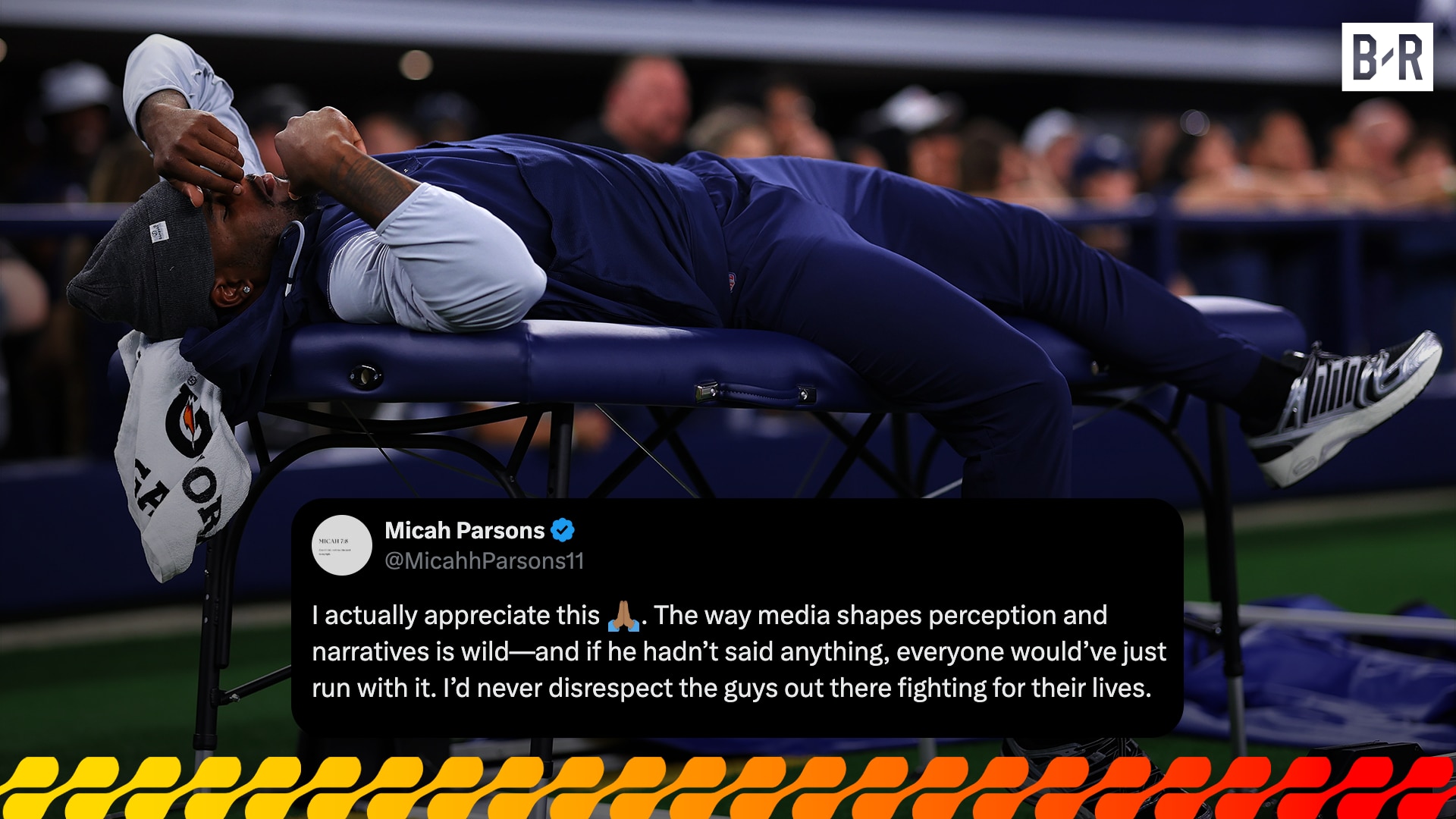Micah Parsons Responds to Viral Photo Laying on Training Table During Cowboys Game