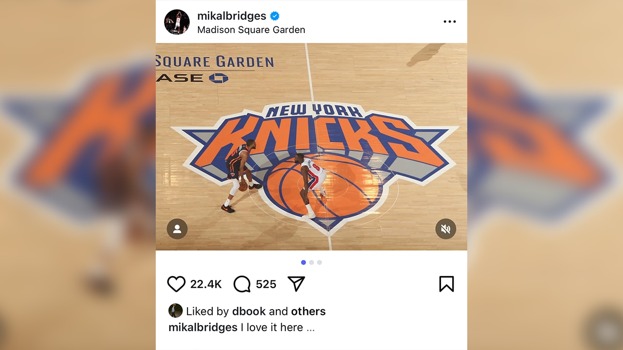 Knicks’ Mikal Bridges Says ‘I Love It Here’ in IG Photo After New $150M Contract