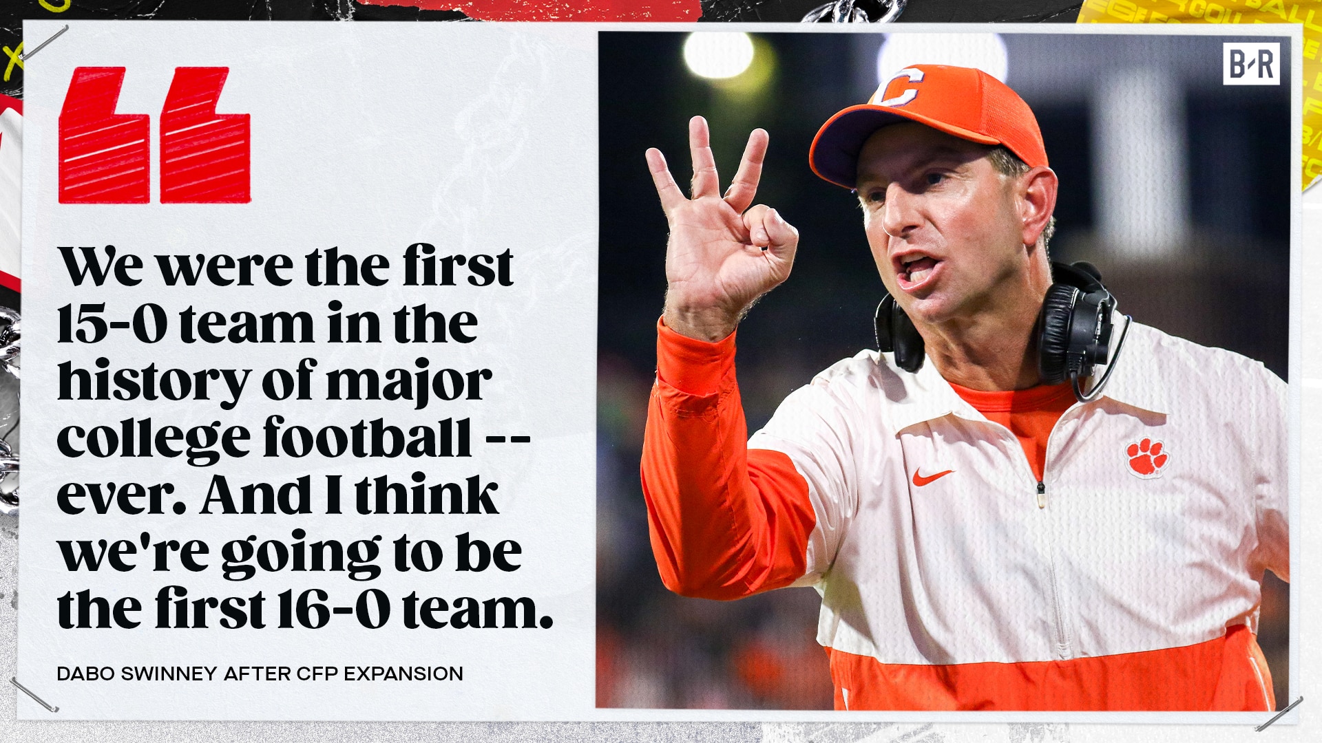 Dabo Swinney Predicts Clemson Will Have CFB’s 1st 16-0 Team After Playoff Expansion