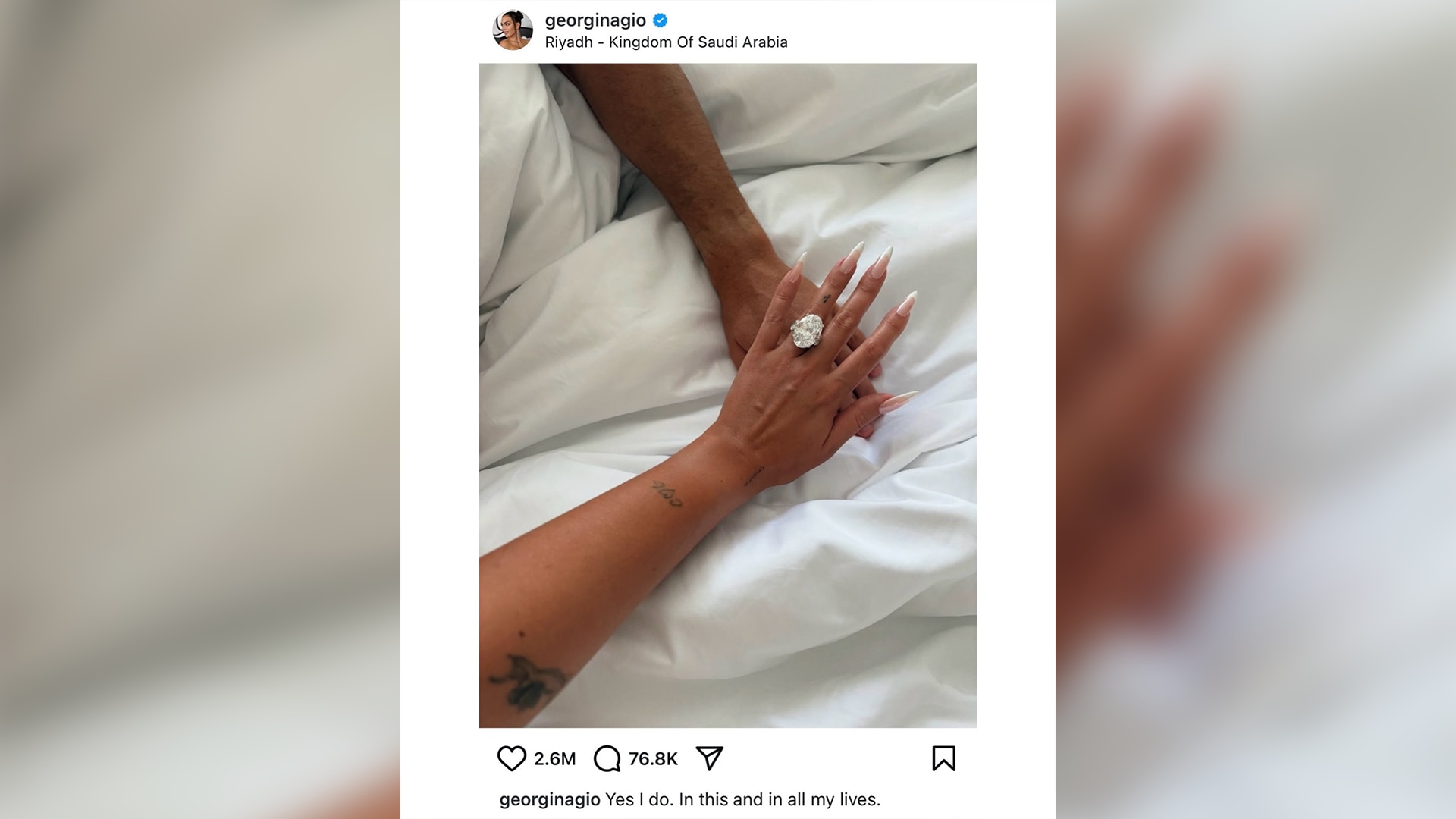 Cristiano Ronaldo, Georgina Rodríguez Announce Engagement, Show Off Ring in IG Photo