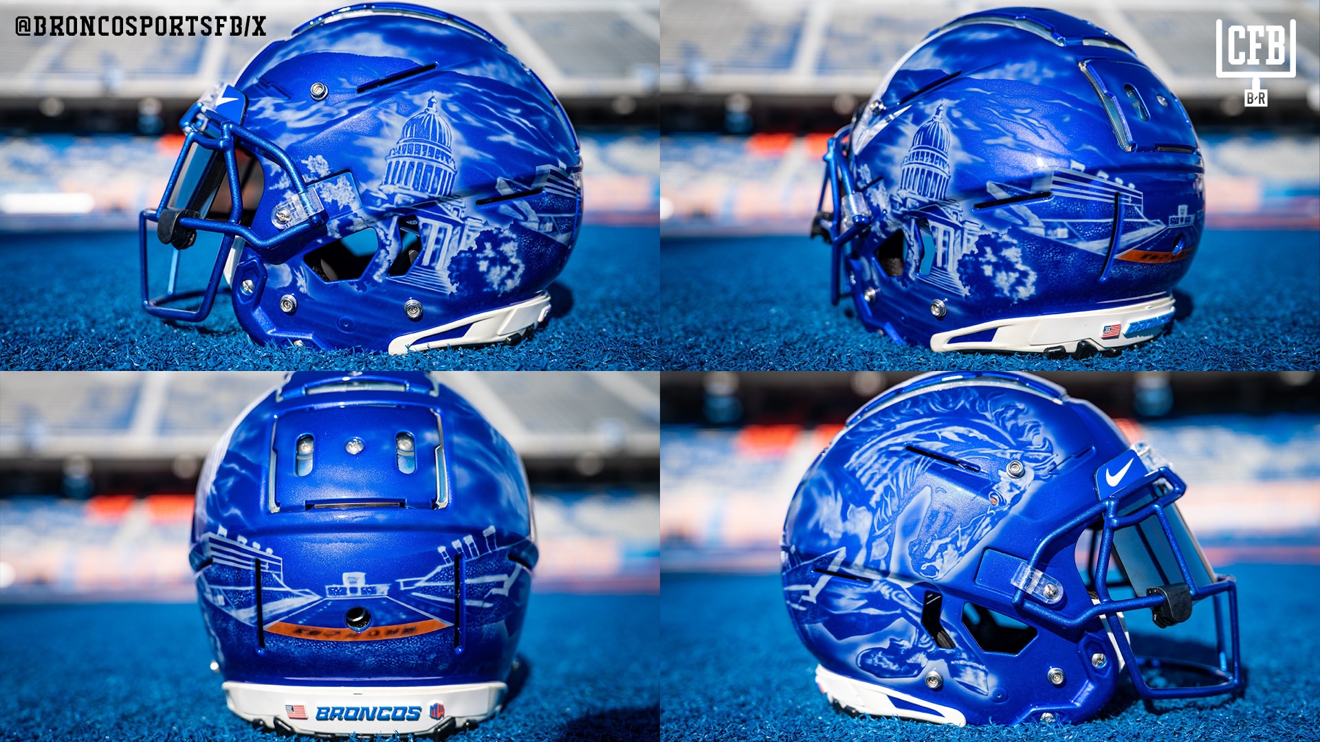 Boise State CFB Reveal New Unique Blue Helmets in Photos, Will Debut vs. App State