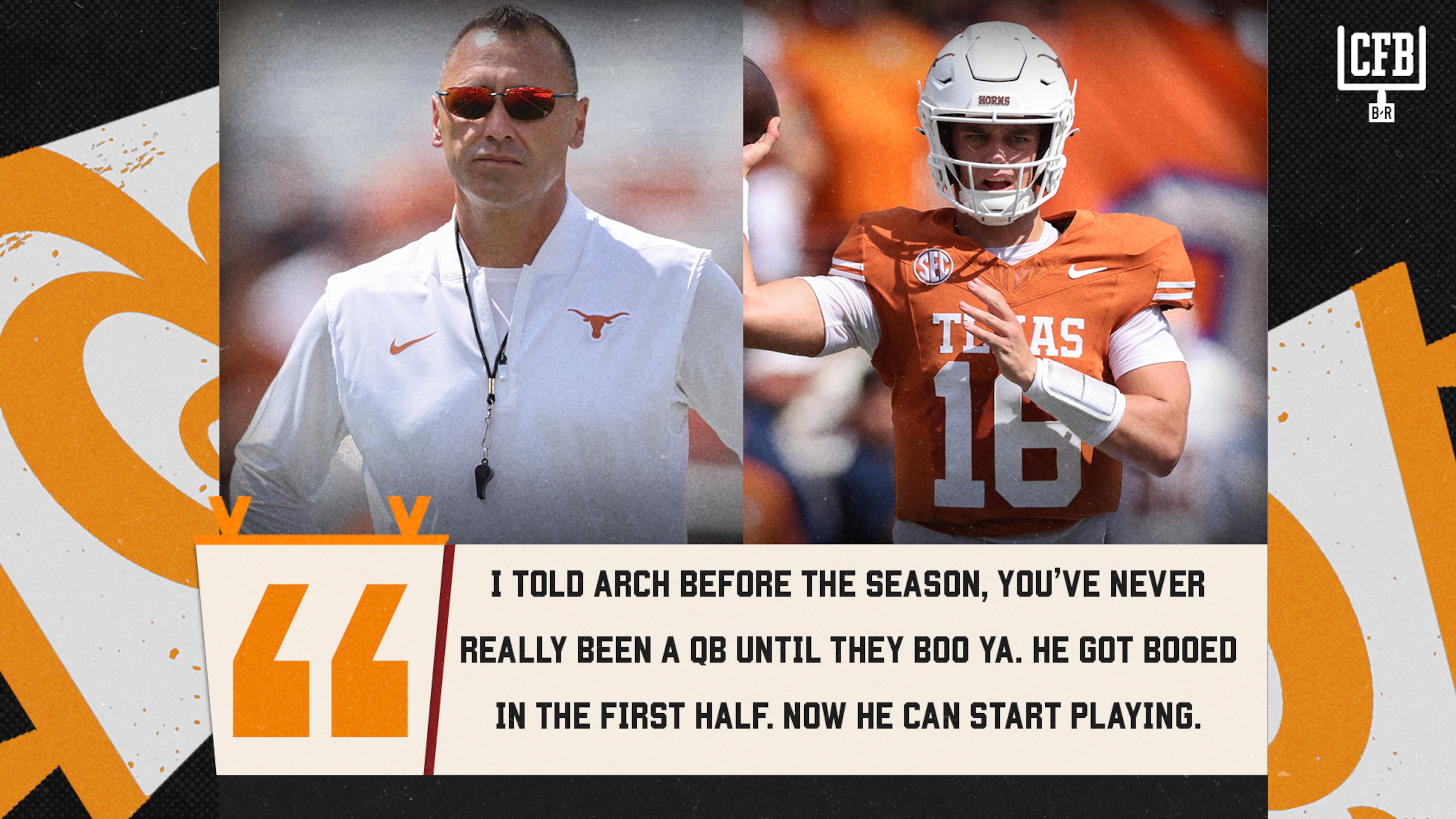 Steve Sarkisian Addresses Arch Manning Being Booed by Texas Fans in 1H vs ...