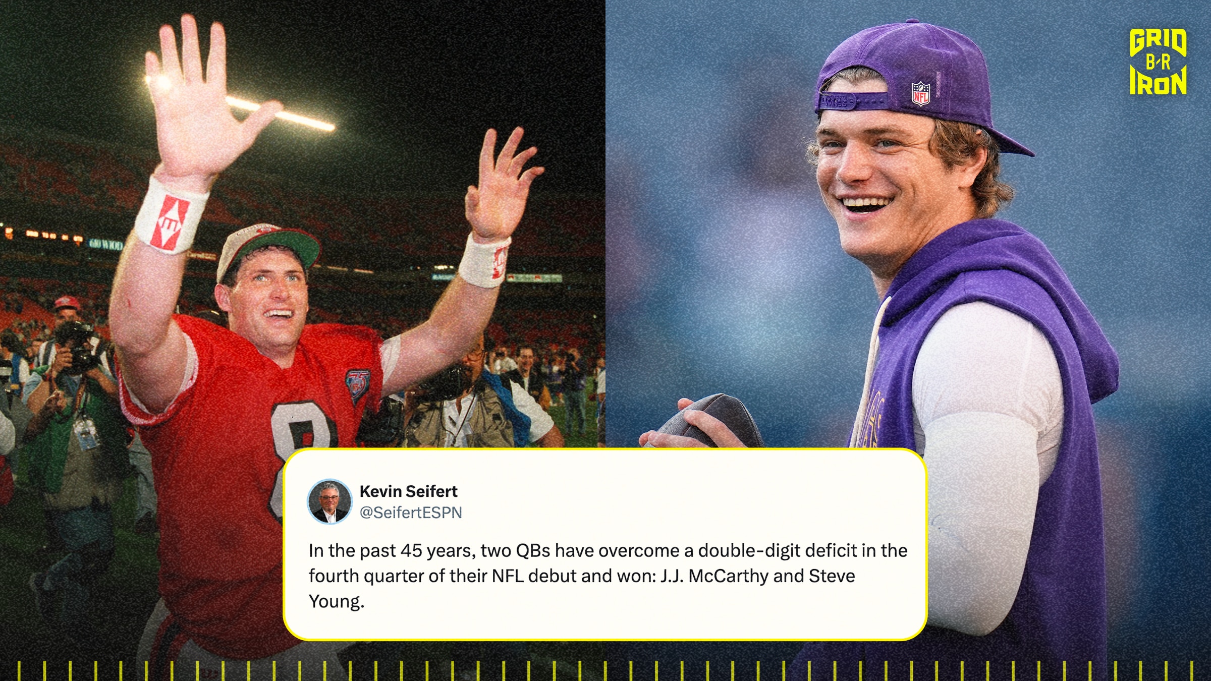 Vikings’ J.J. McCarthy Makes NFL History with Comeback vs. Bears, Joins Steve Young