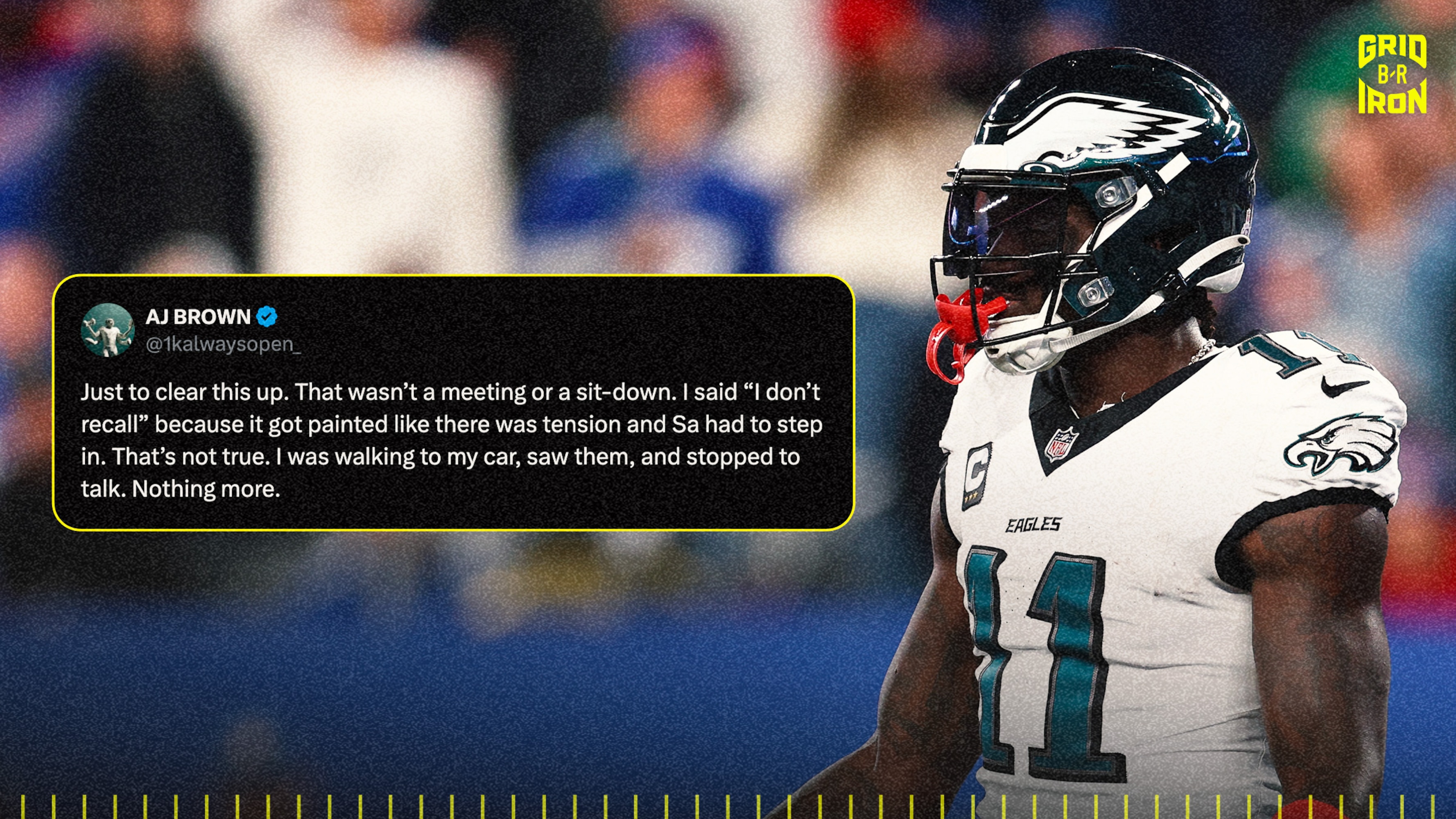 Eagles’ A.J. Brown Clarifies Comments About Meeting with Jalen Hurts, Saquon Barkley