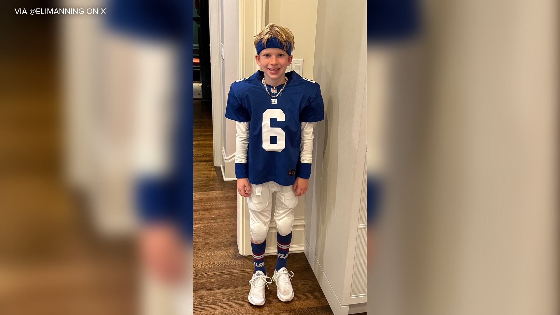 Eli Manning Posts Photo of Son Charlie Dressed as Giants' Jaxson Dart