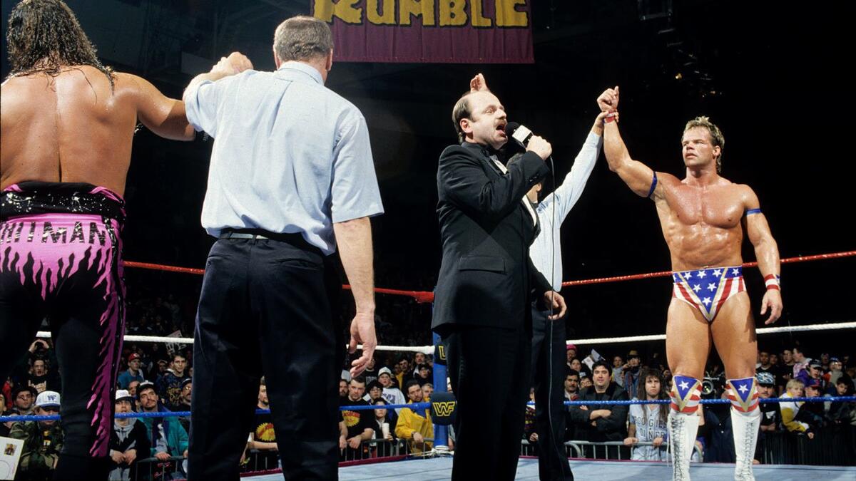 Bret Hart and Lex Luger win the 1994 WWE Royal Rumble Match