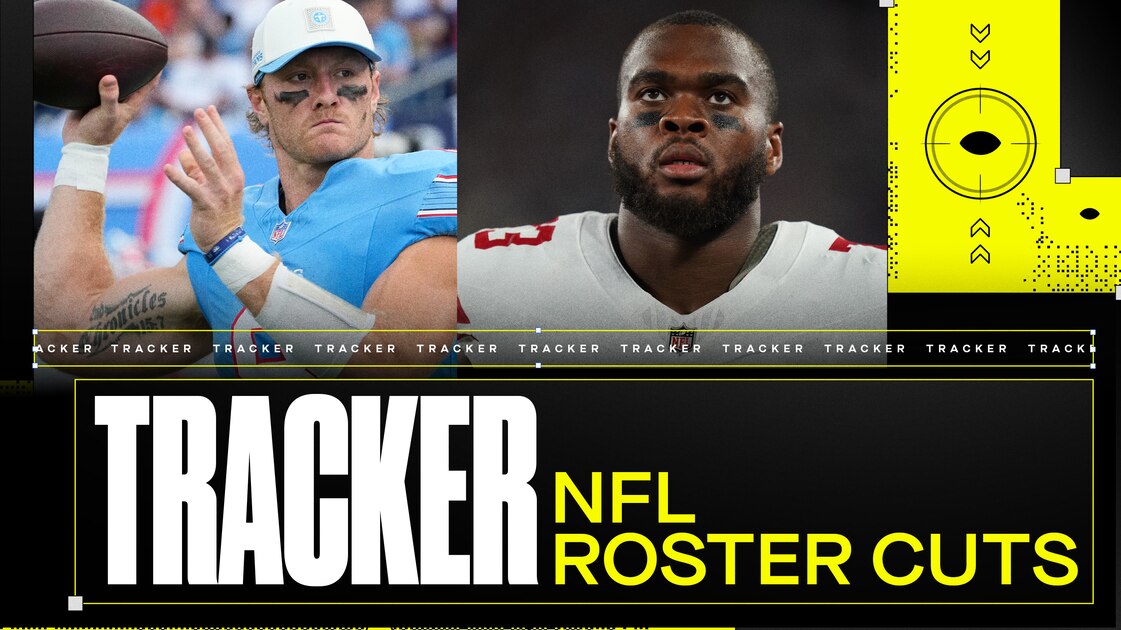 Graphic accompanying Bleacher Report coverage of NFL roster cut updates.