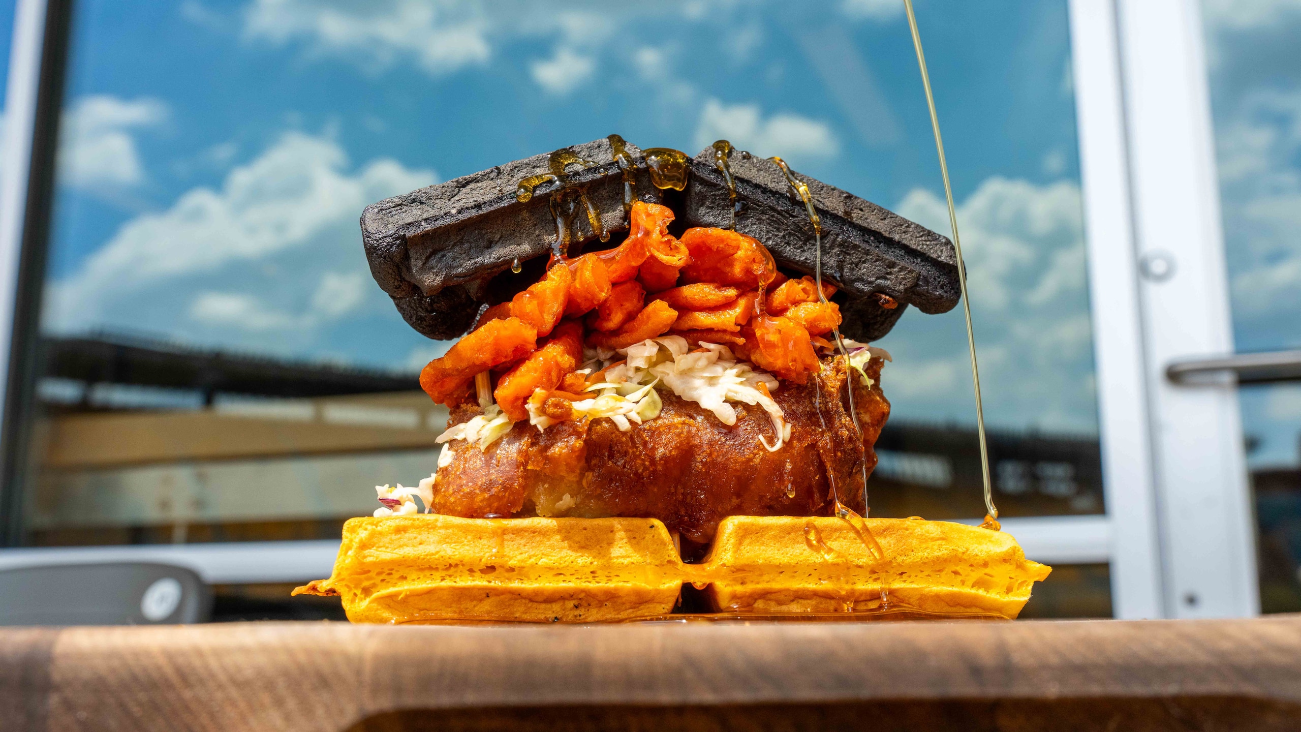 Black N' Gold Chicken and Waffle sandwich Black N' Gold Chicken and Waffle sandwich