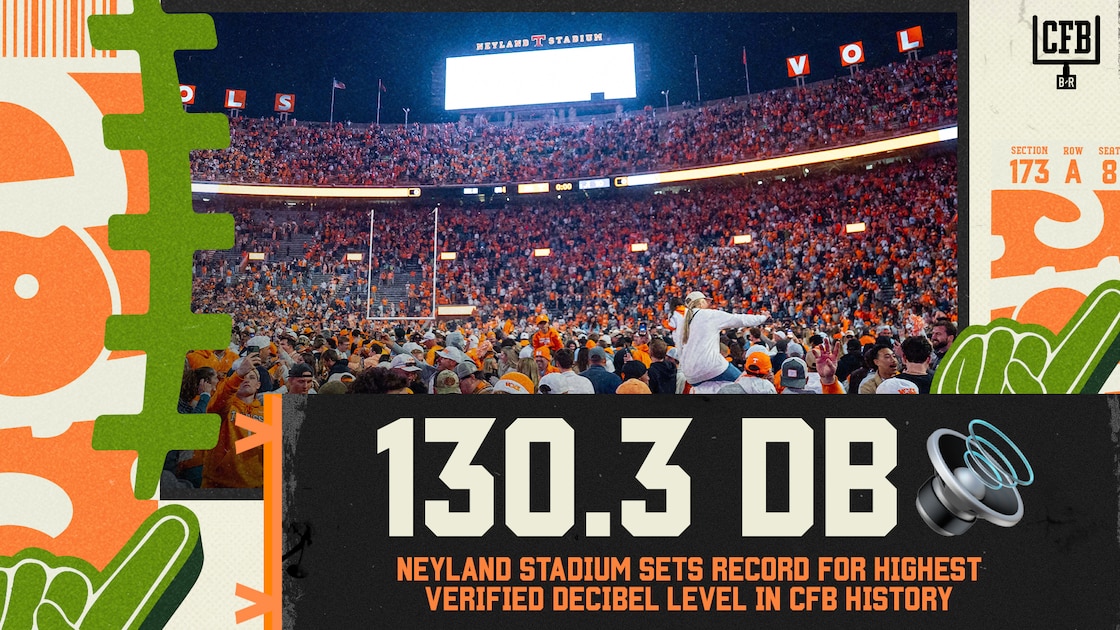 Tennessee Neyland Stadium Sets Record CFB Noise Level in Alabama Upset