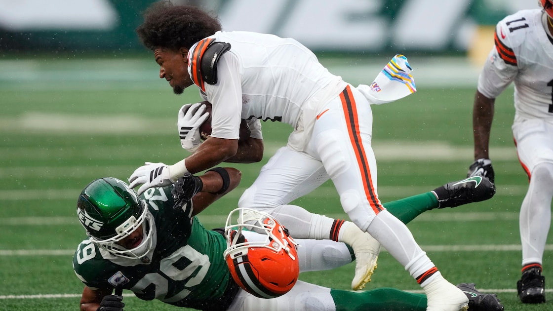 Browns rookie KC Concepcion ruled out after hit by Jets safety Minkah Fitzpatrick