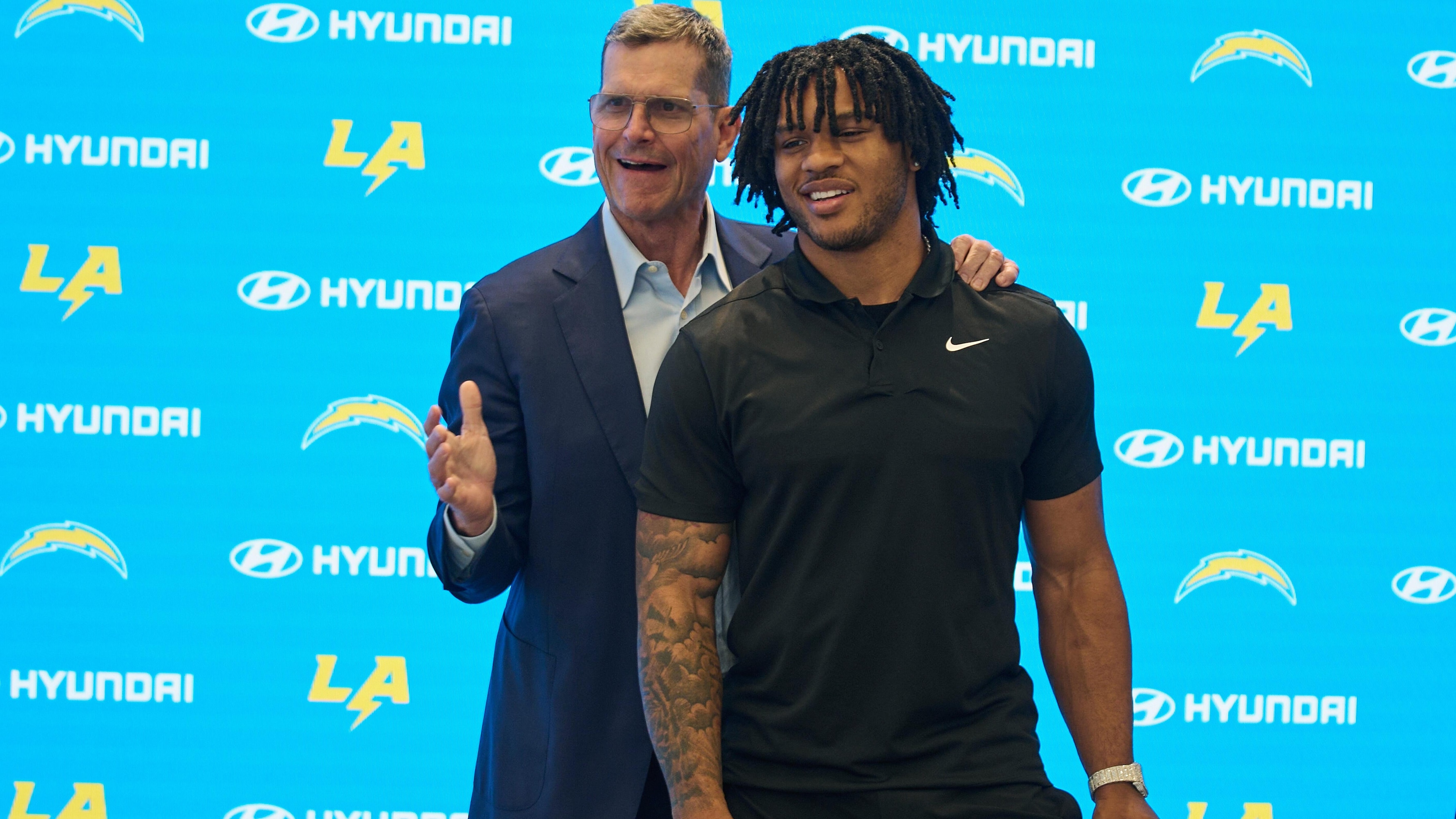 Chargers' Omarion Hampton 'Couldn't Be More Happy' to Have Jim Harbaugh as HC