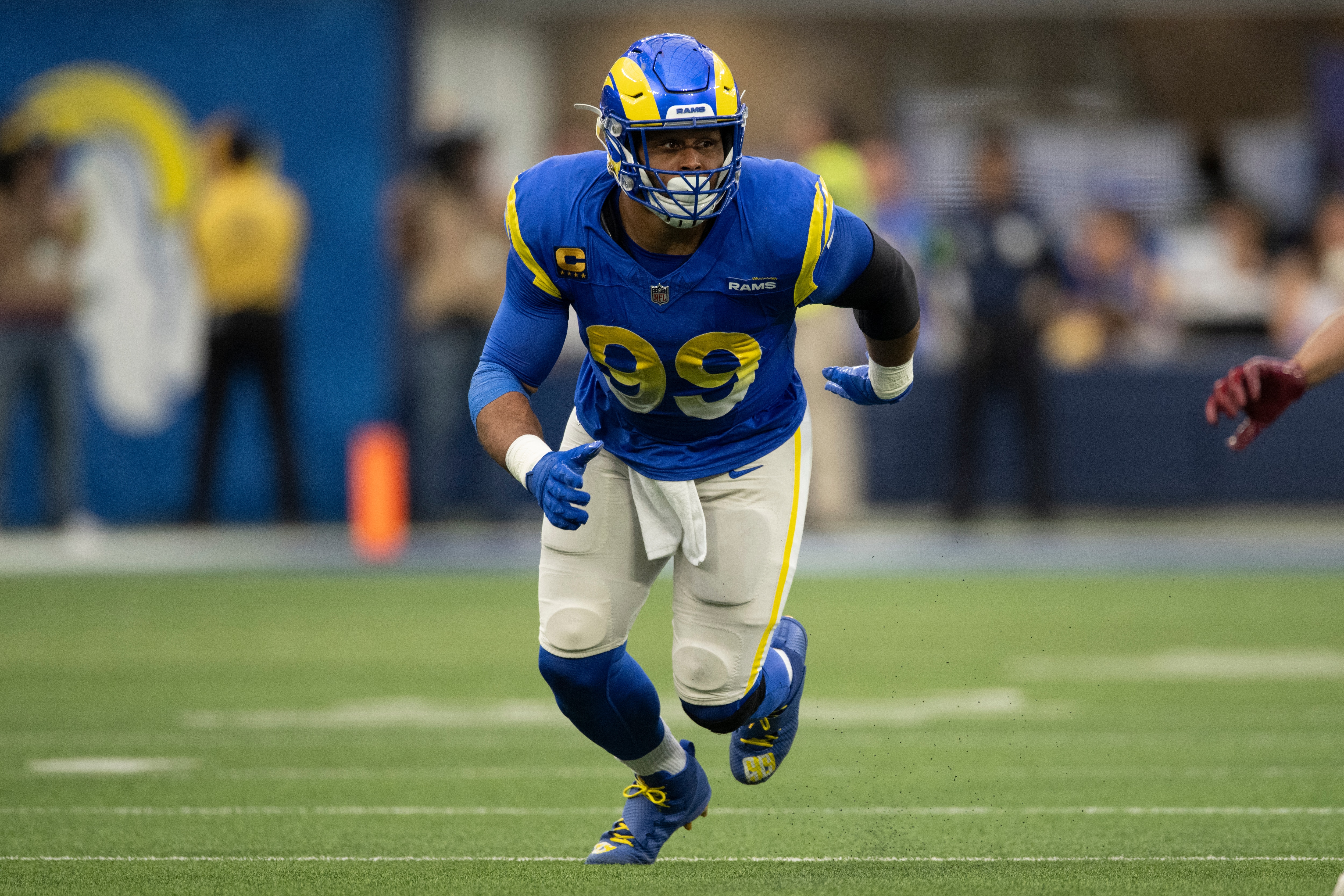 Aaron Donald intently watching game