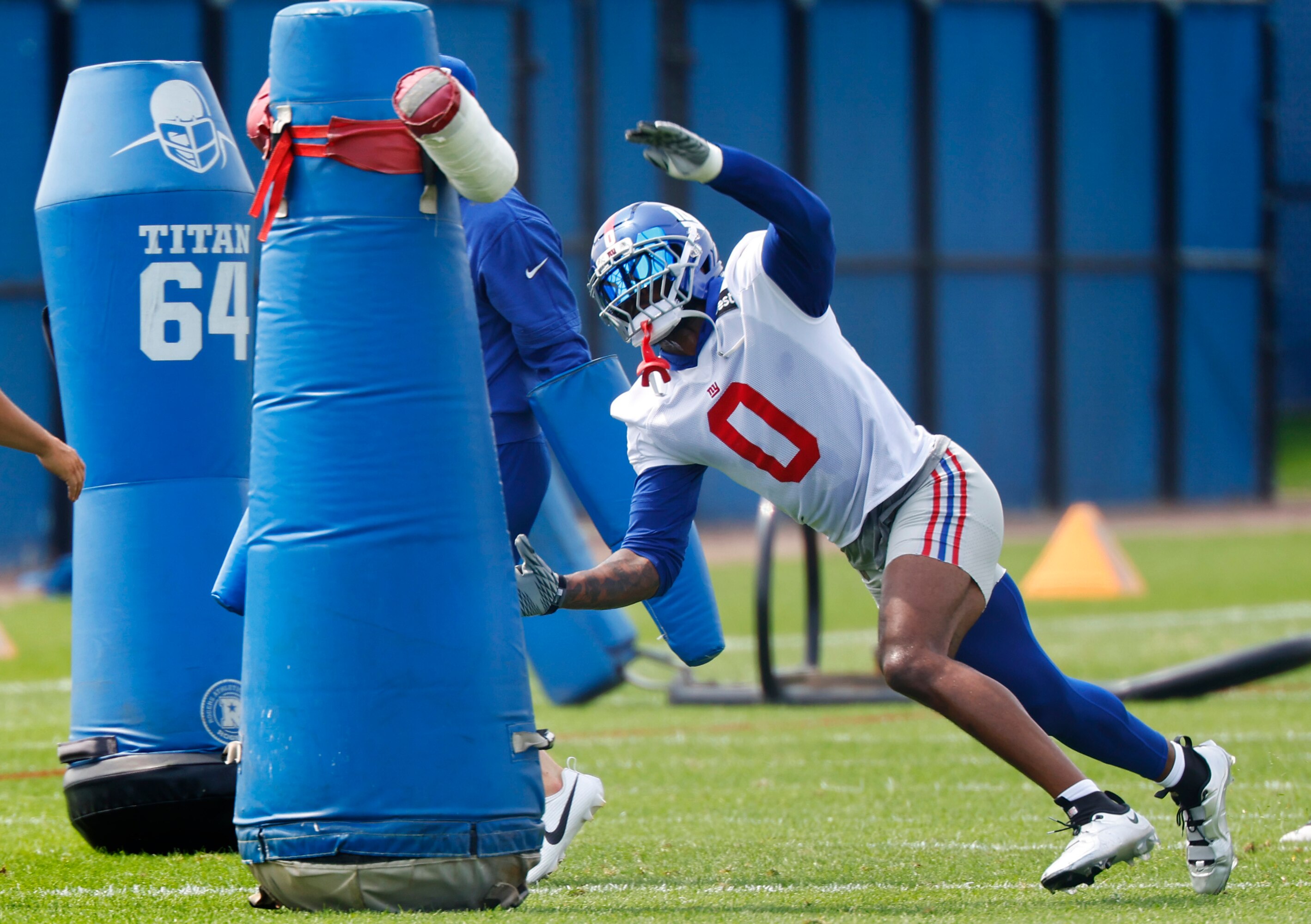 Giants' Brian Burns Sports Spider-Man Helmet Visor in Photo at Minicamp