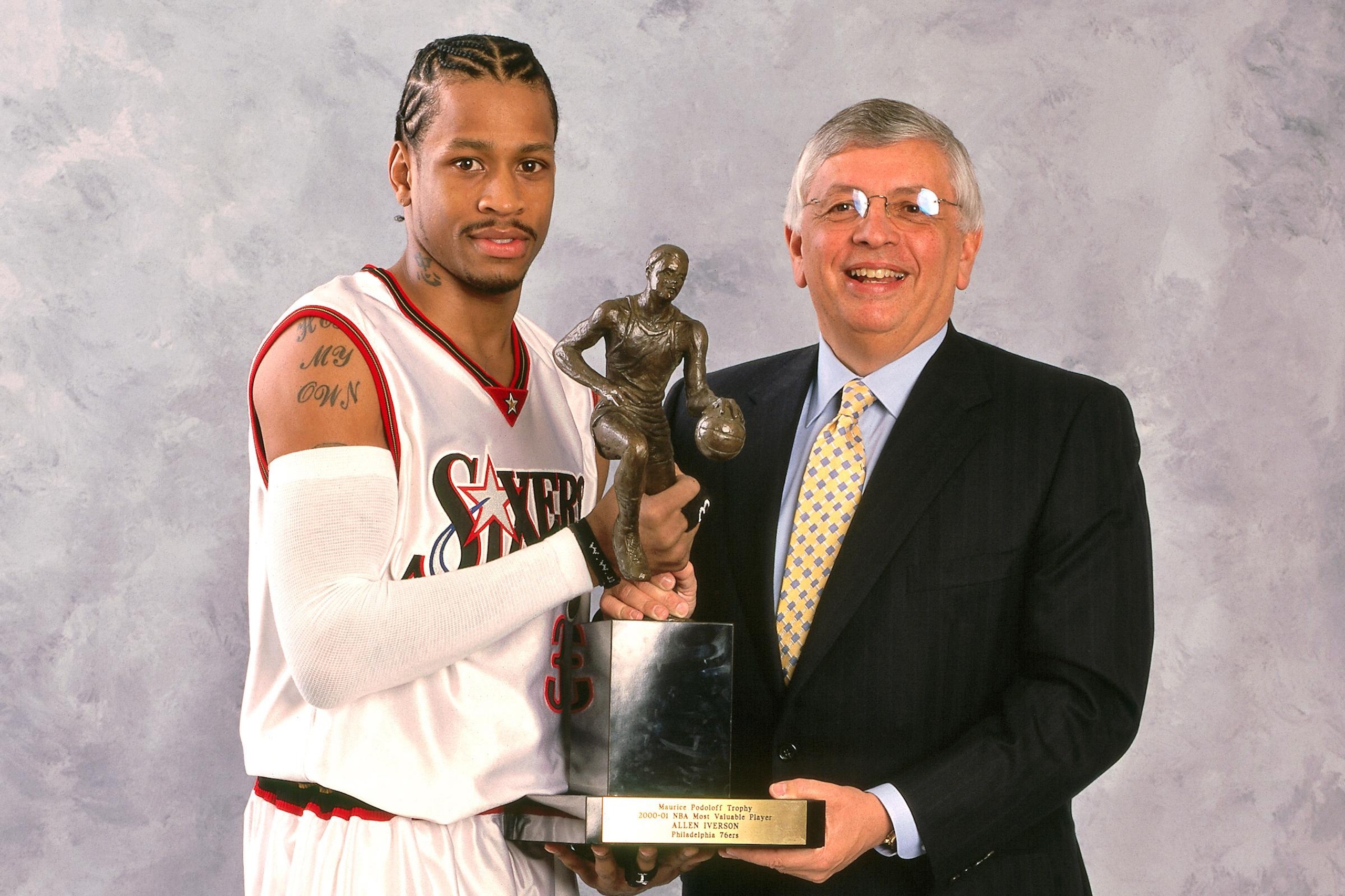 Philadelphia 76ers Allen Iverson Receives MVP Trophy