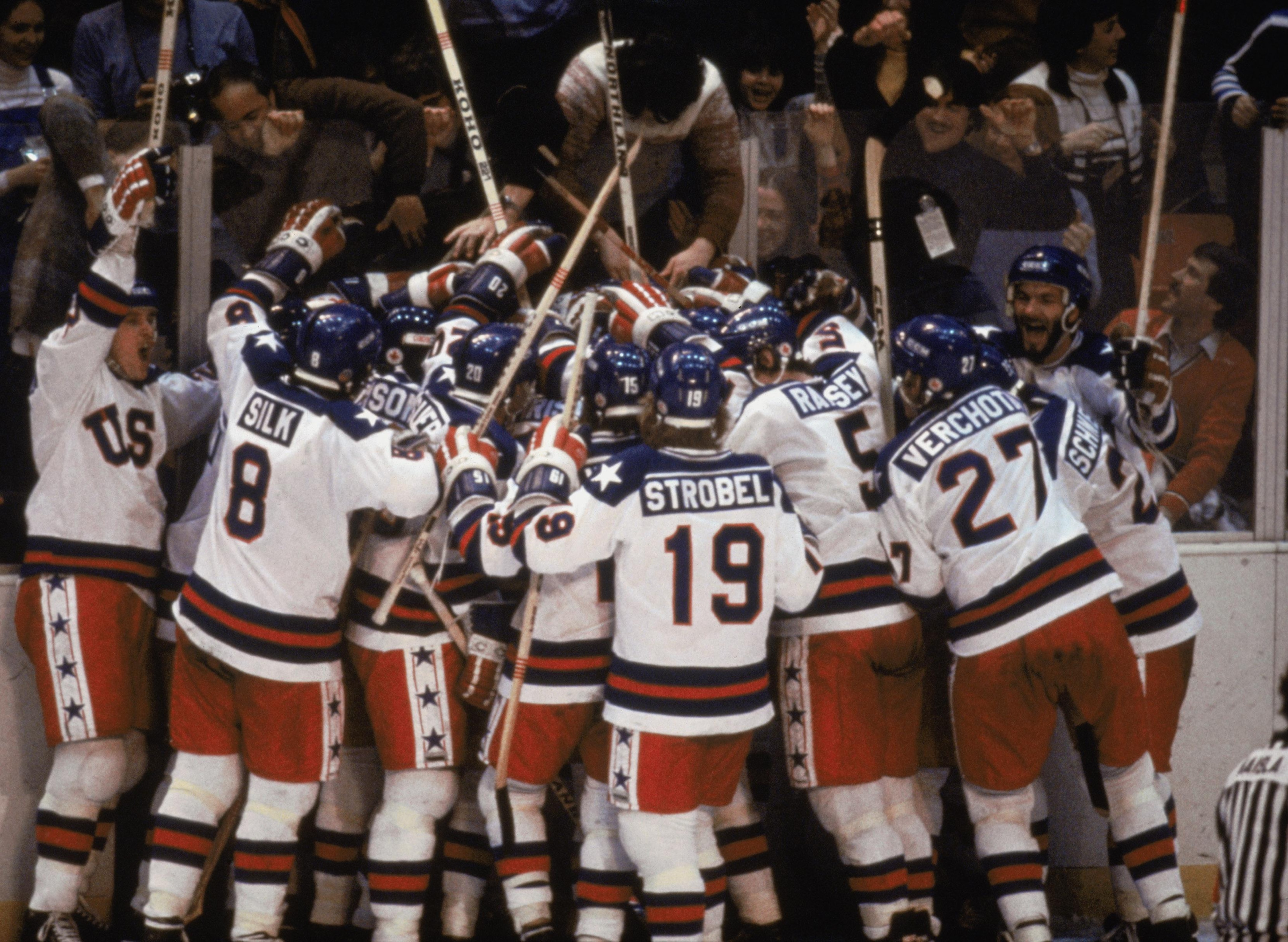 Team USA celebrates "the Miracle on Ice" Team USA celebrates "the Miracle on Ice"
