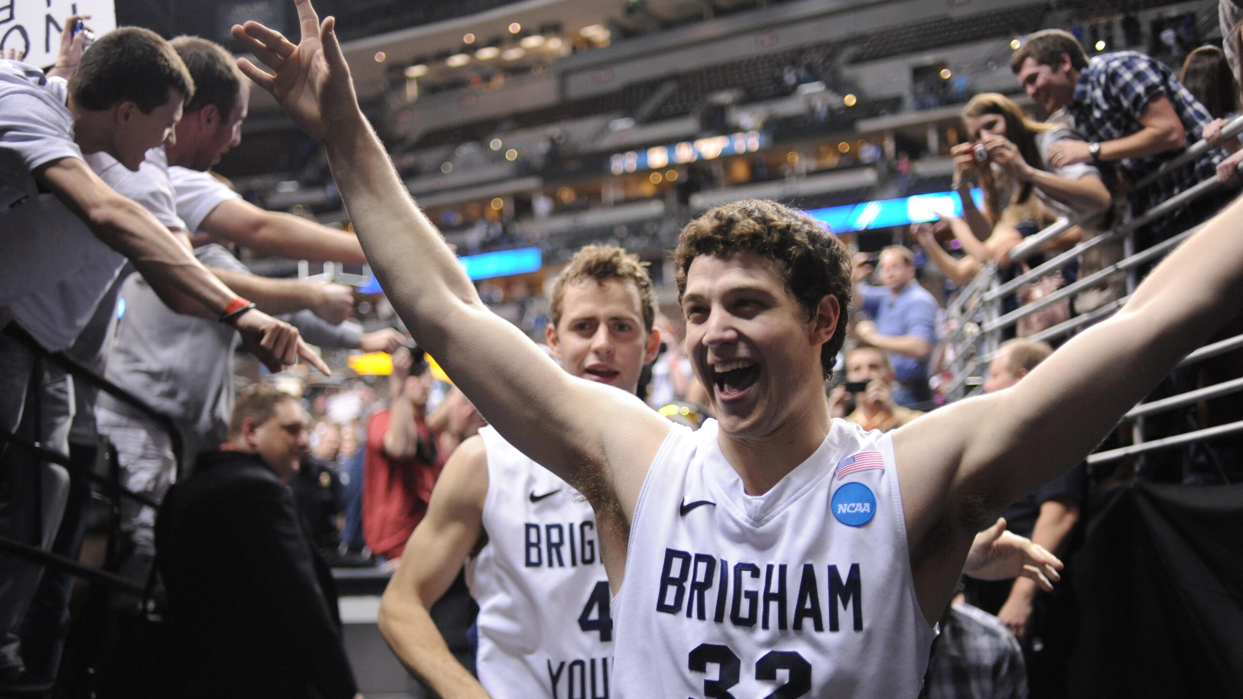 Jimmer Fredette leaves the court after BYU's win over Gonzaga in the Third Round of the NCAA Tournament on March 19, 2011 at the Pepsi Center in Denver, Colorado. (Hyoung Chang, The Denver Post)
