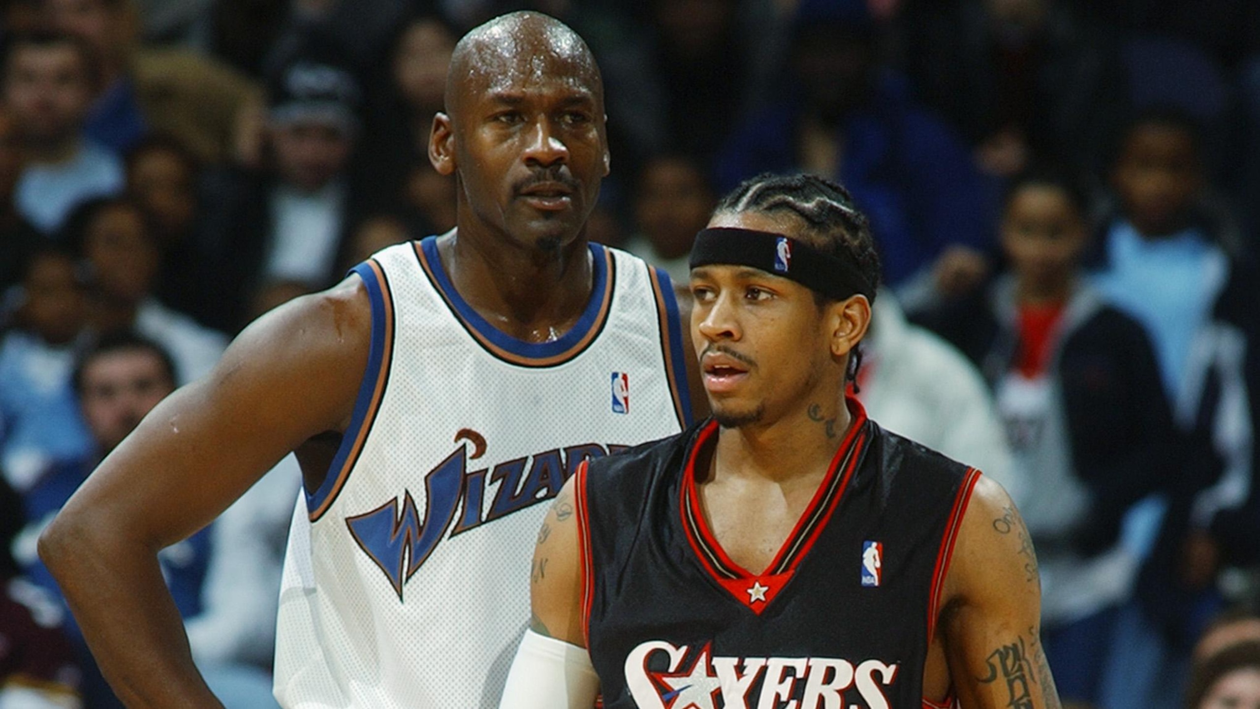 Iverson on the court with Jordan