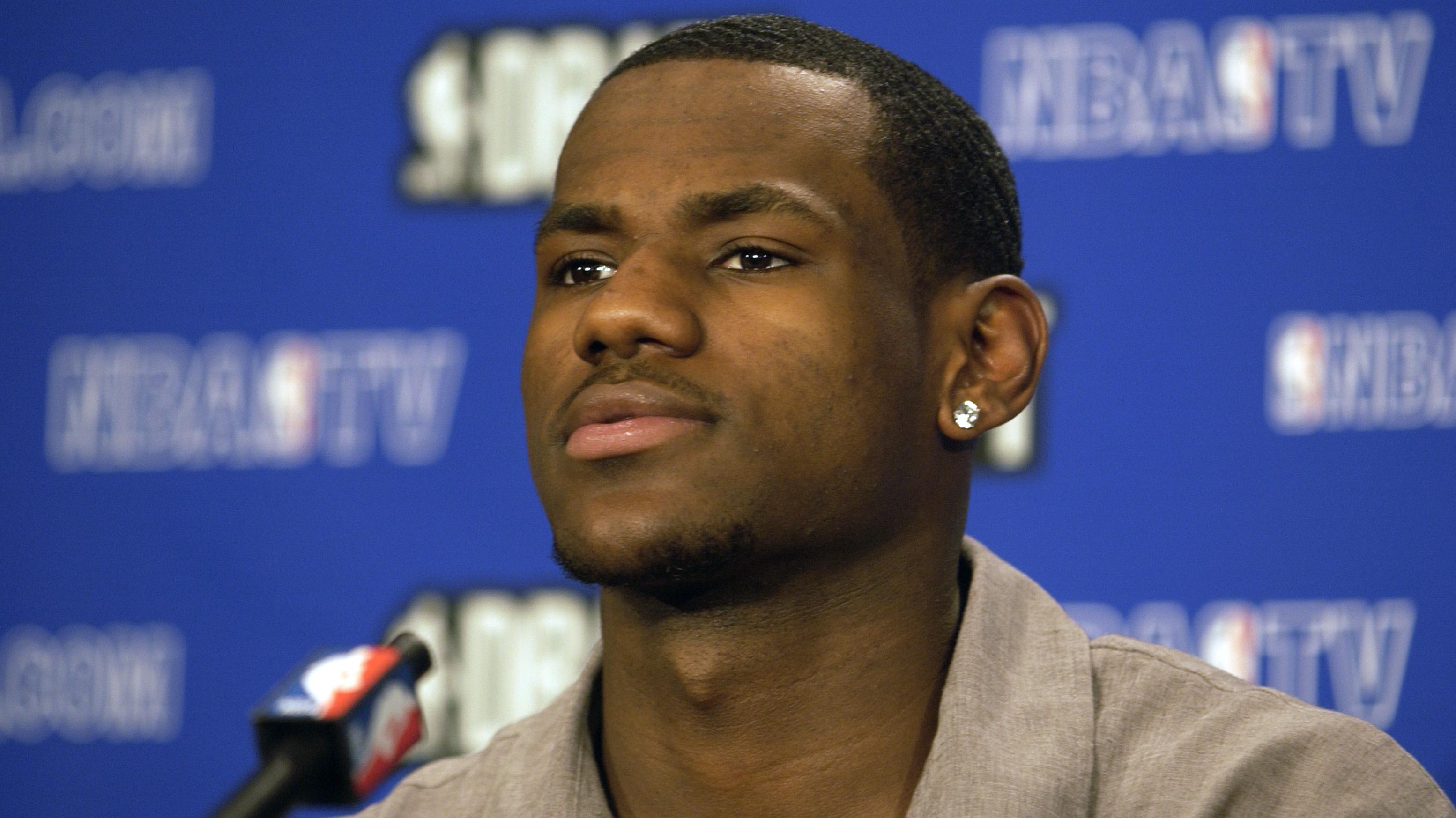 James talks to media