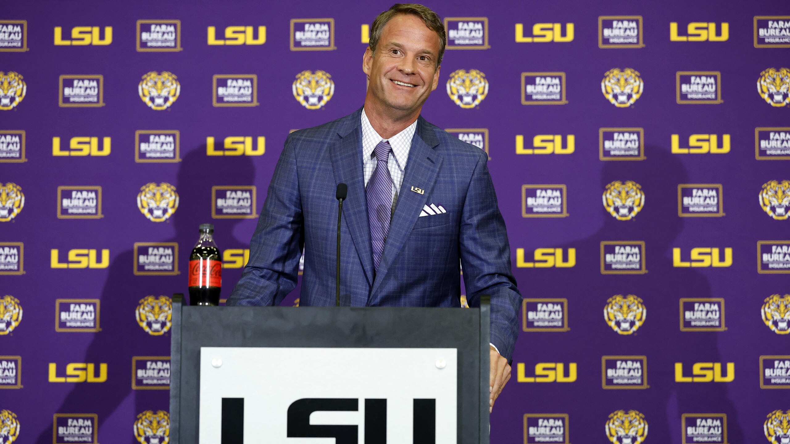 LSU Football Hosts Press Conference Introducing New Head Coach Lane Kiffin