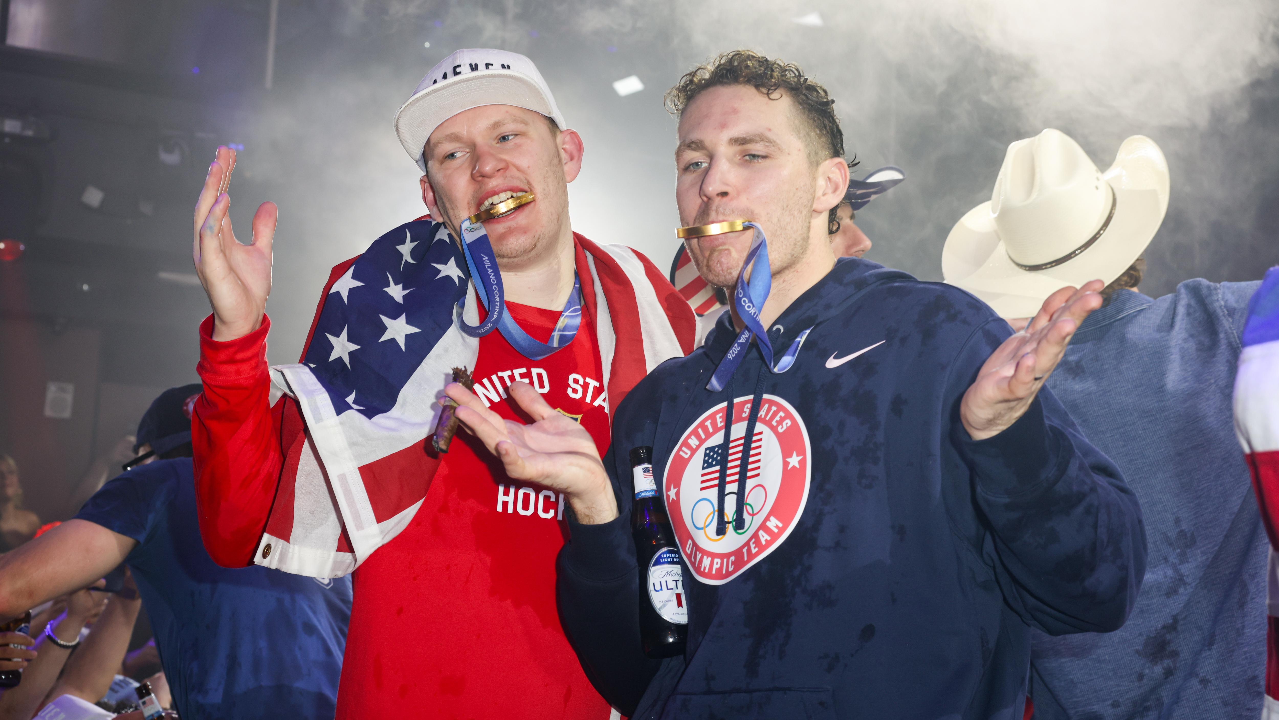 USA Men's Hockey Team Celebrate Their Olympic Gold At E11EVEN Miami