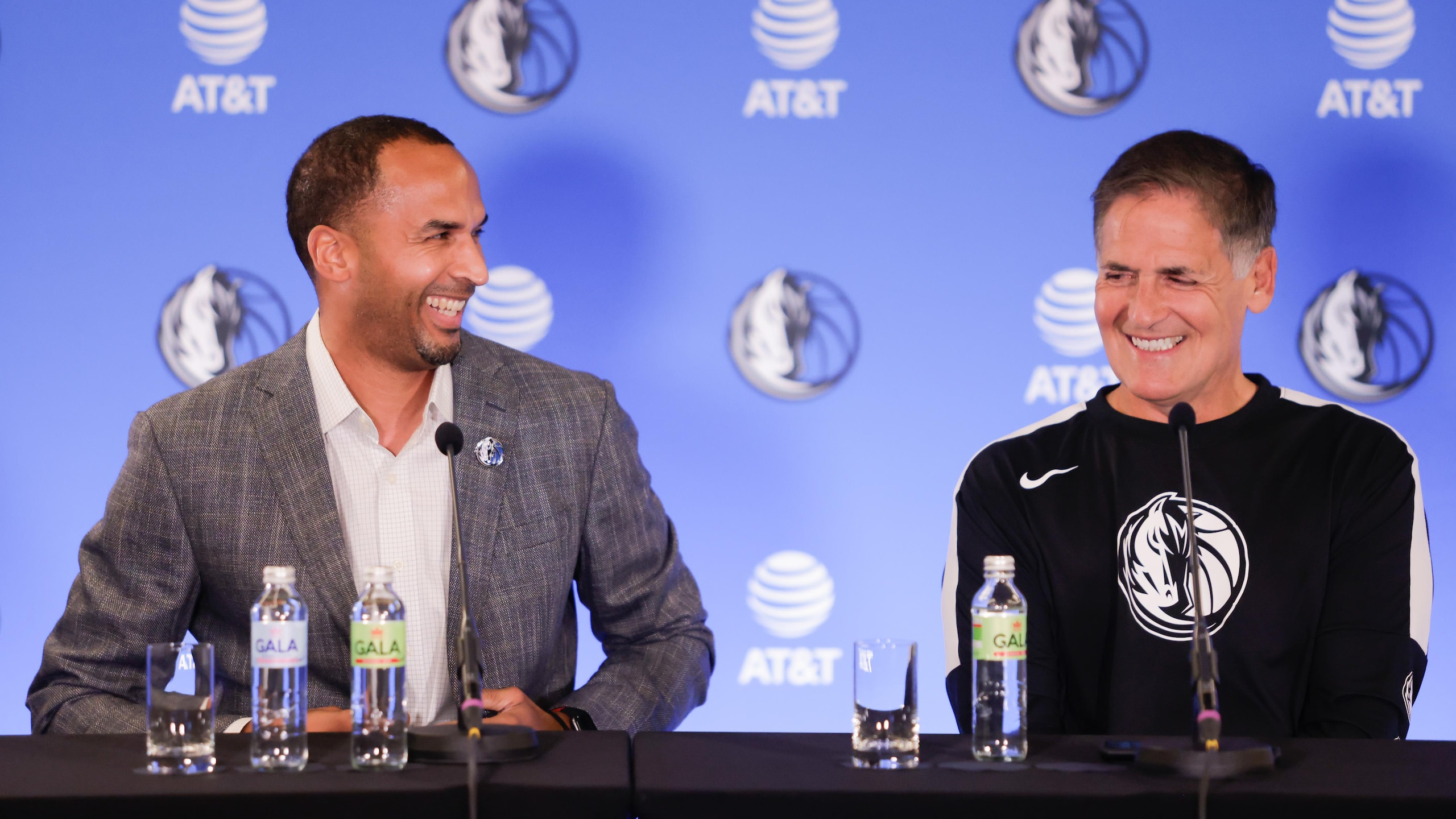 Dallas Mavericks General Manager Nico Harrison (L) and owner