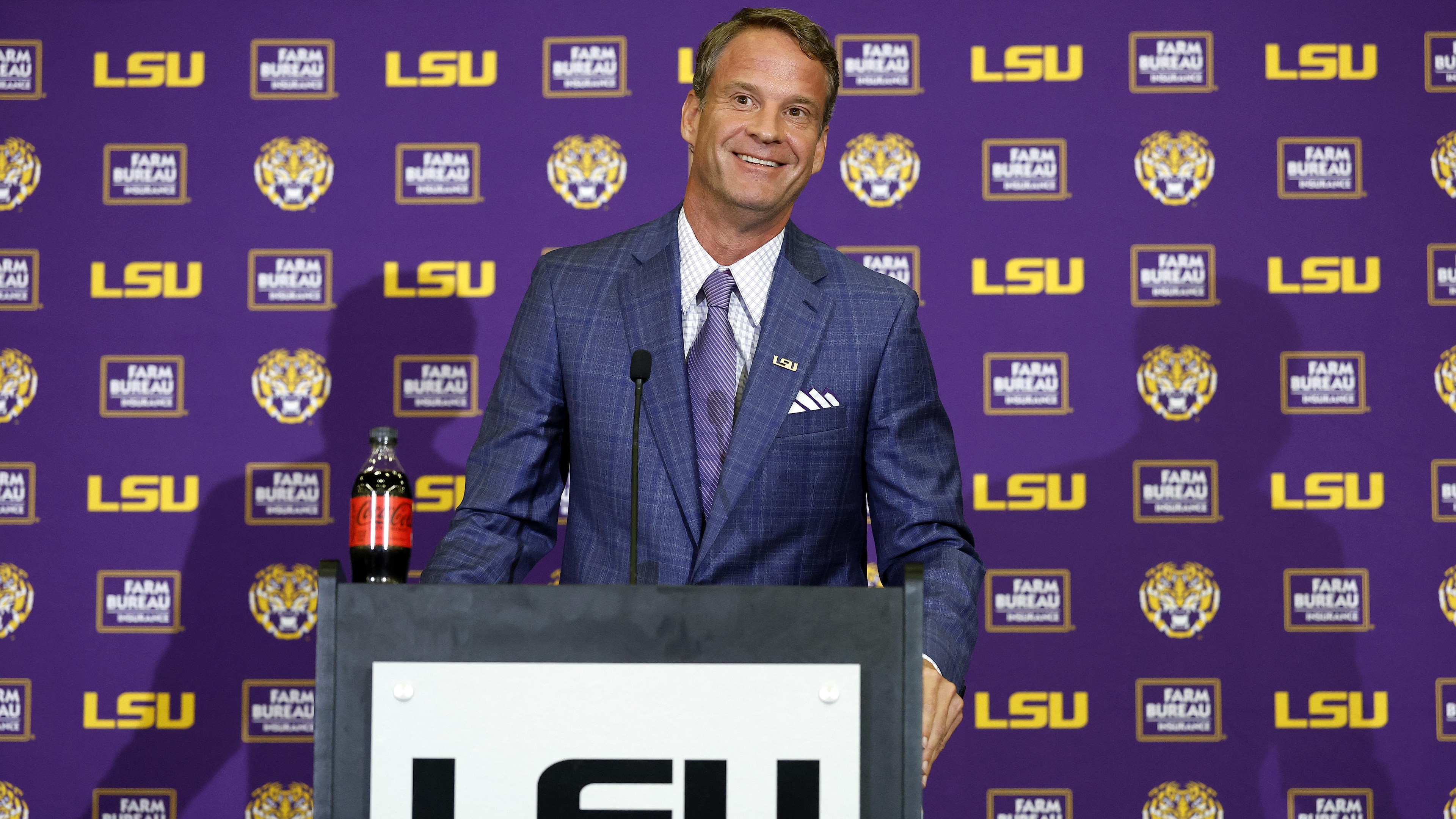 LSU Football Hosts Press Conference Introducing New Head Coach Lane Kiffin LSU Football Hosts Press Conference Introducing New Head Coach Lane Kiffin