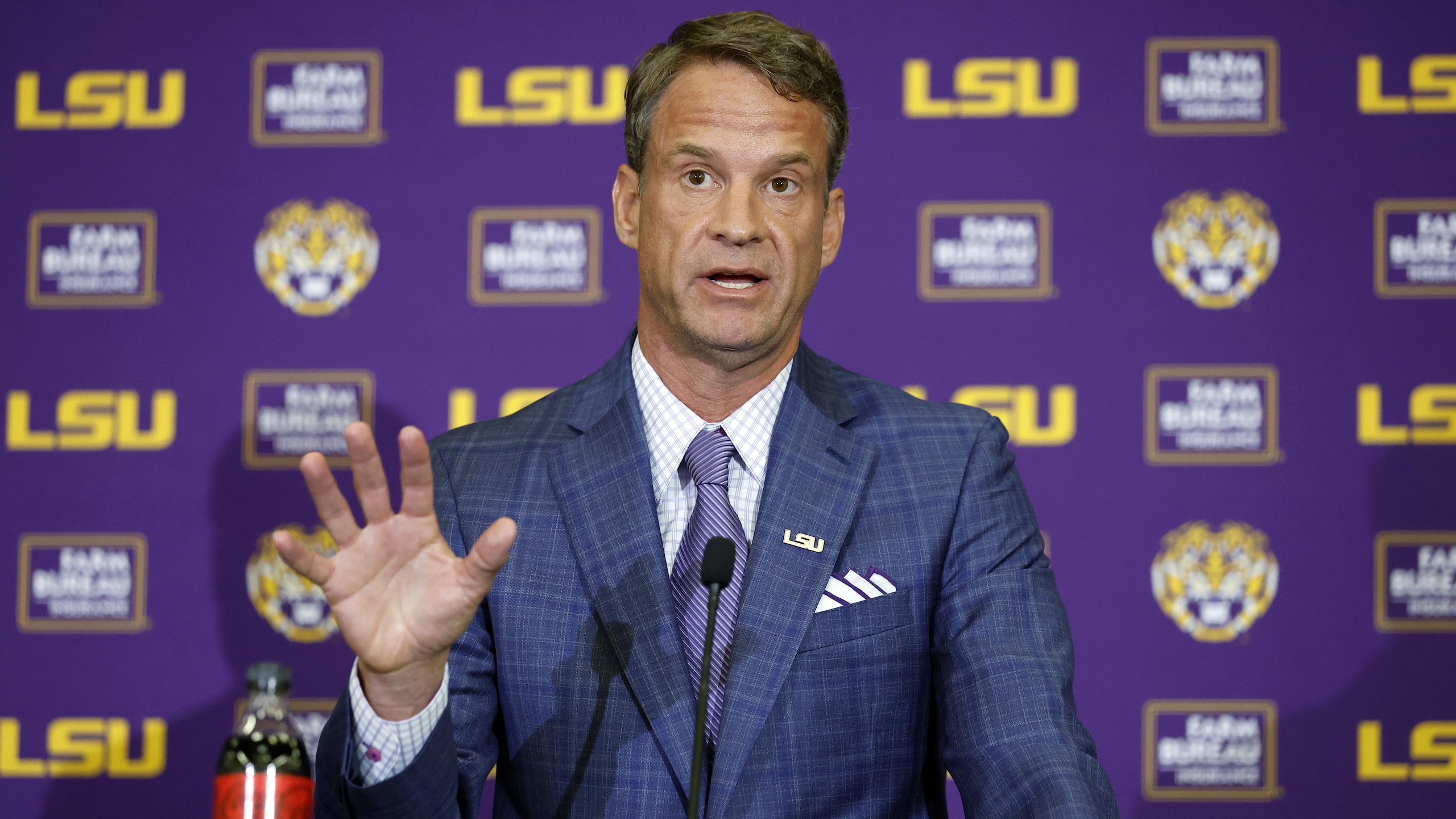 LSU Football Hosts Press Conference Introducing New Head Coach Lane Kiffin