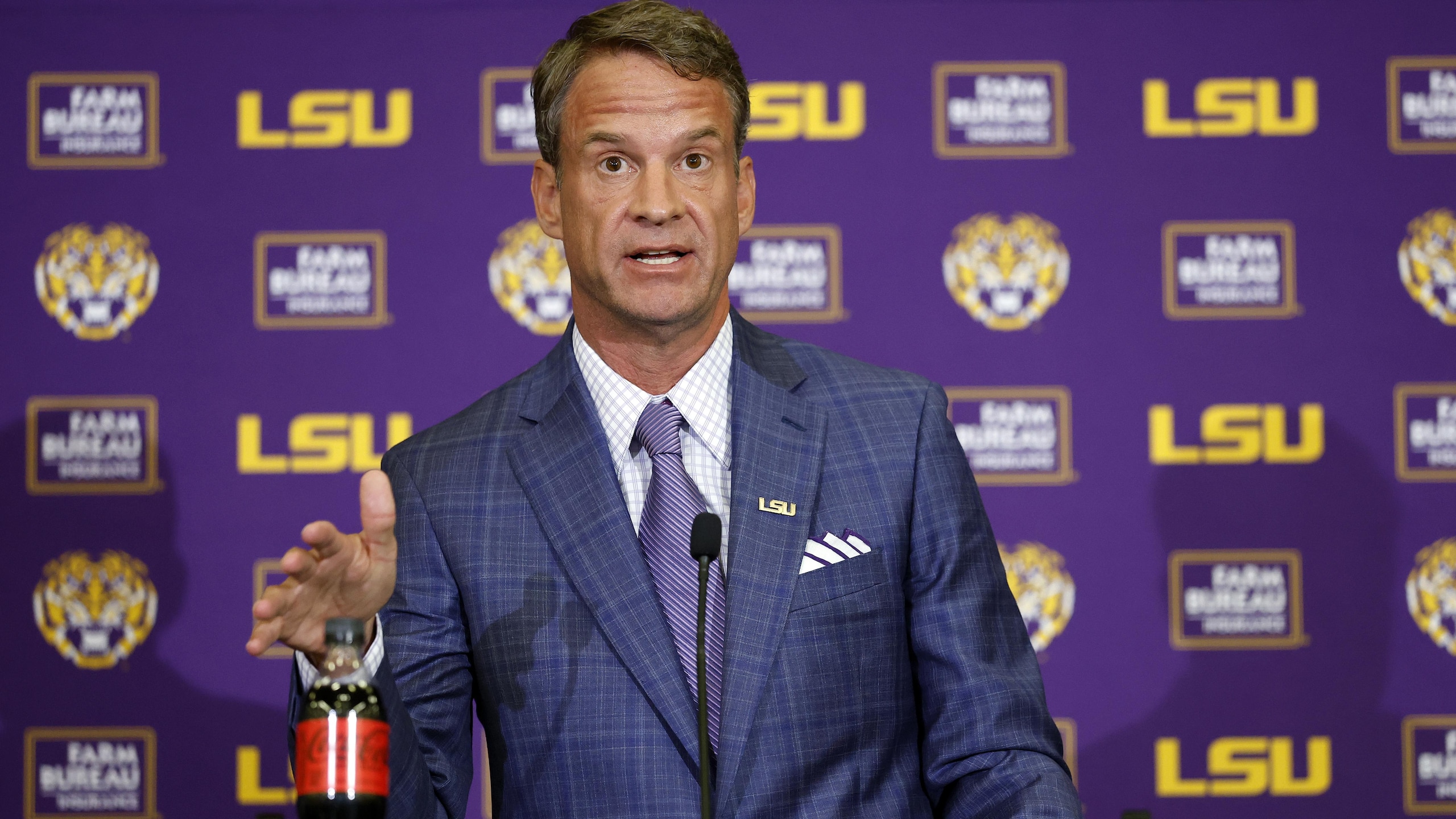 LSU Football Hosts Press Conference Introducing New Head Coach Lane Kiffin
