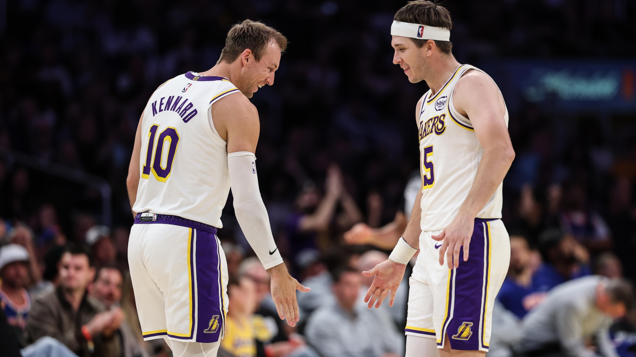 The LA Lakers and the New York Knicks at Crypto.com Arena.
