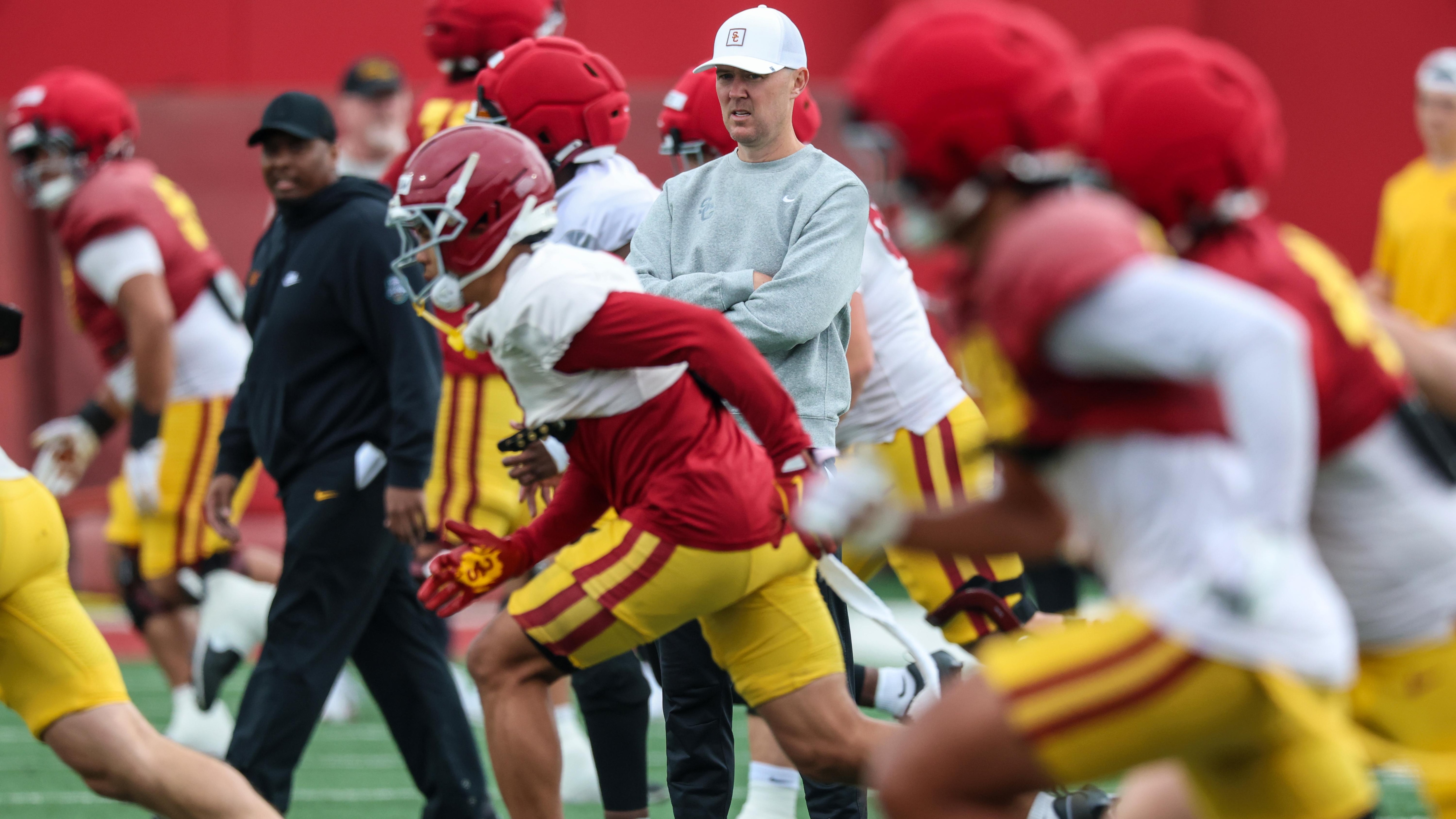 USC spring football practice at Howard Jones/Brian Kennedy Fields.