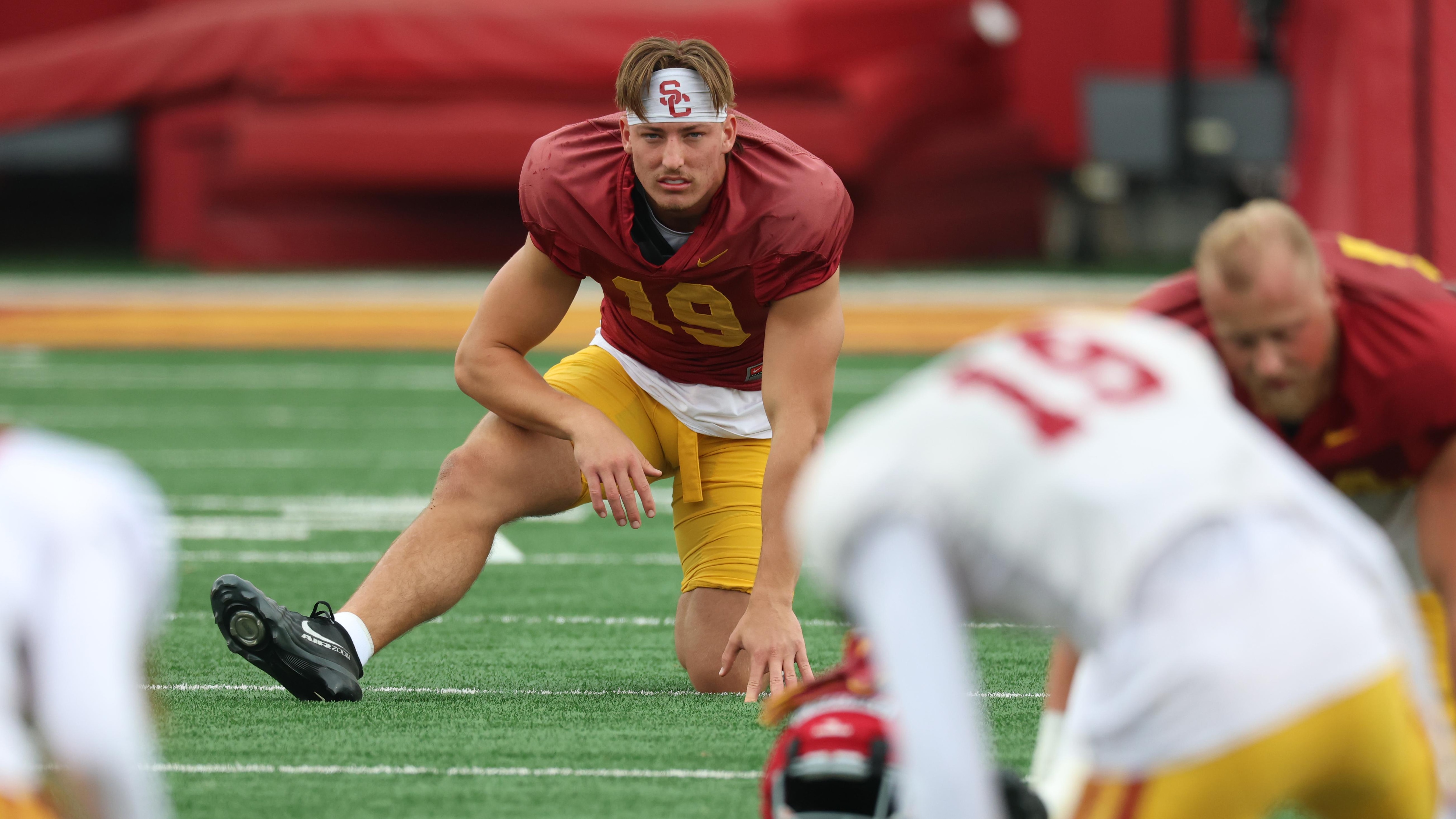 USC spring football practice at Howard Jones/Brian Kennedy Fields.