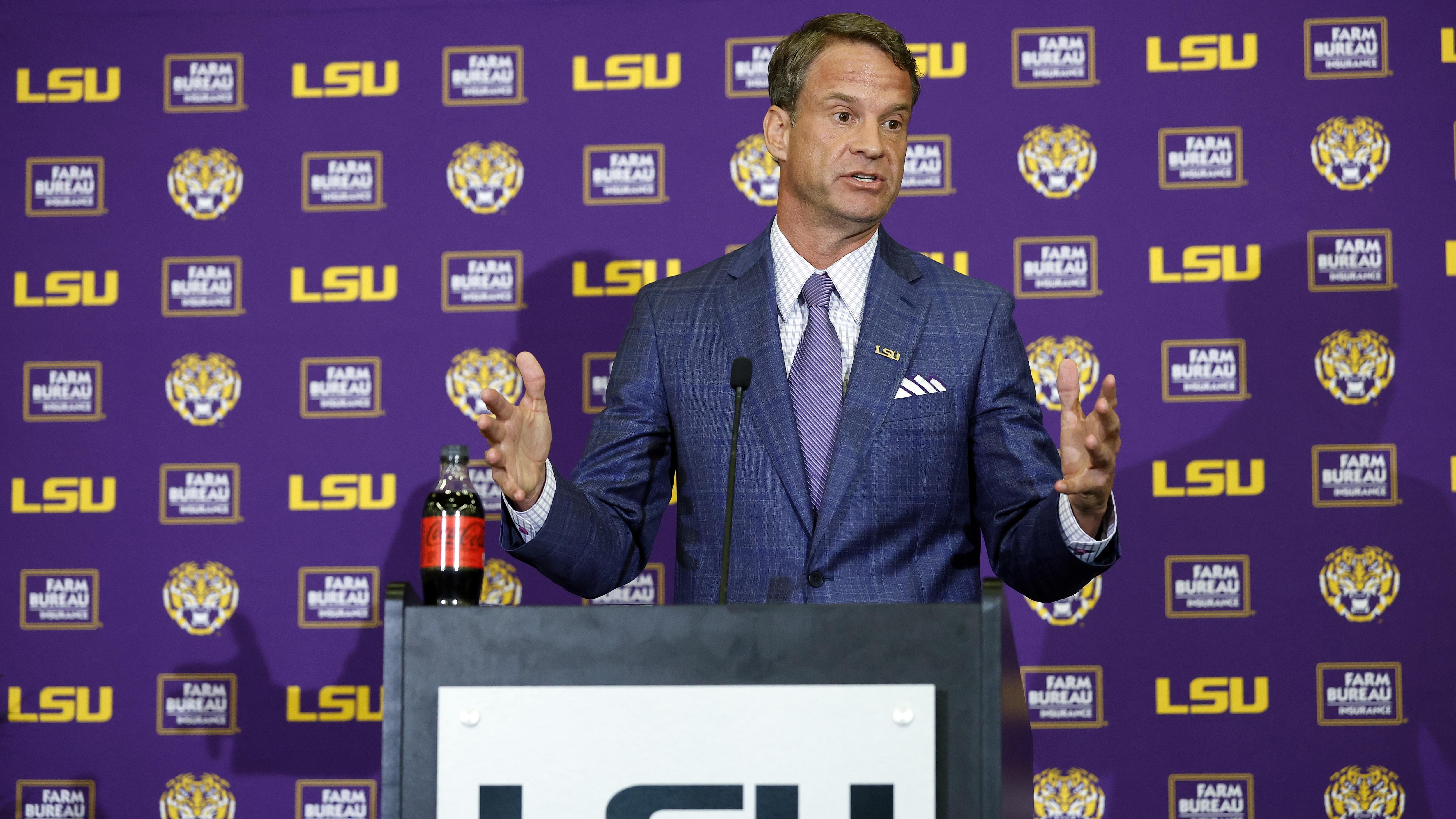 LSU Football Hosts Press Conference Introducing New Head Coach Lane Kiffin