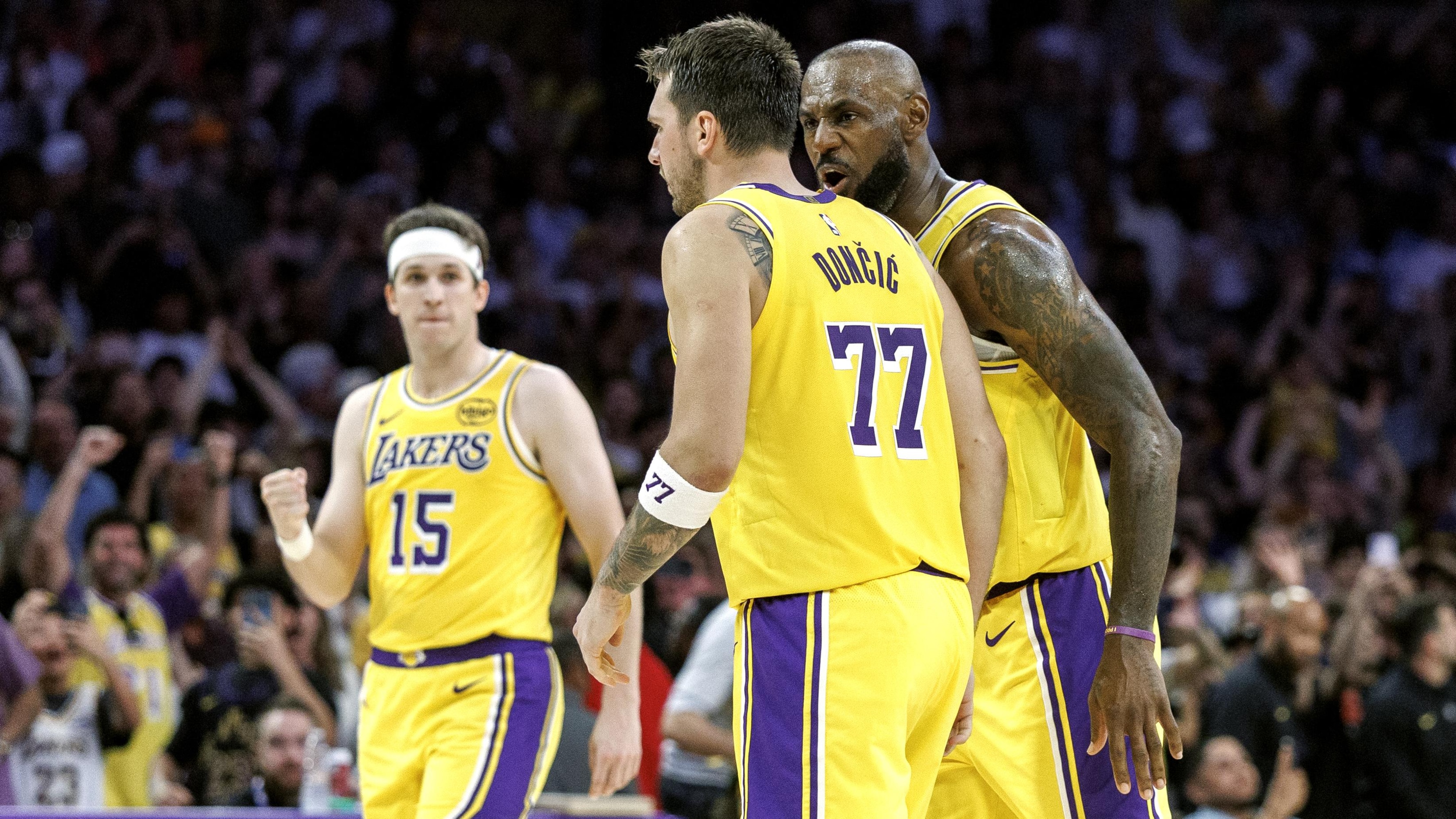 Lakers’ LeBron James Shares Reaction to Luka Doncic, Austin Reaves Injury News in Trending Video