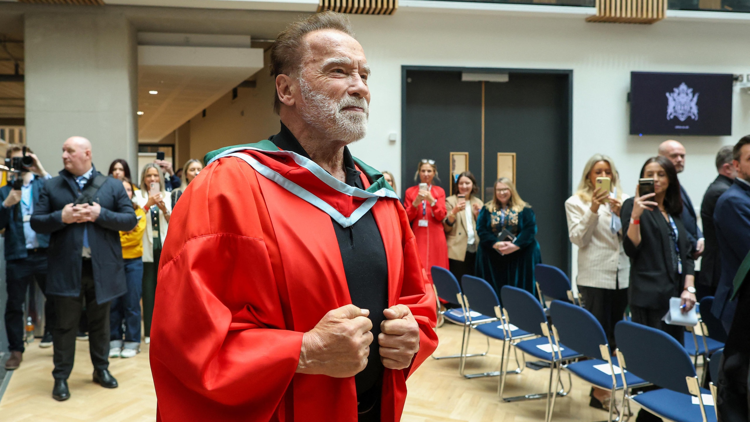 BRITAIN-NIRELAND-POLITICS-CELEBRITY-EDUCATION-SCHWARZENEGGER