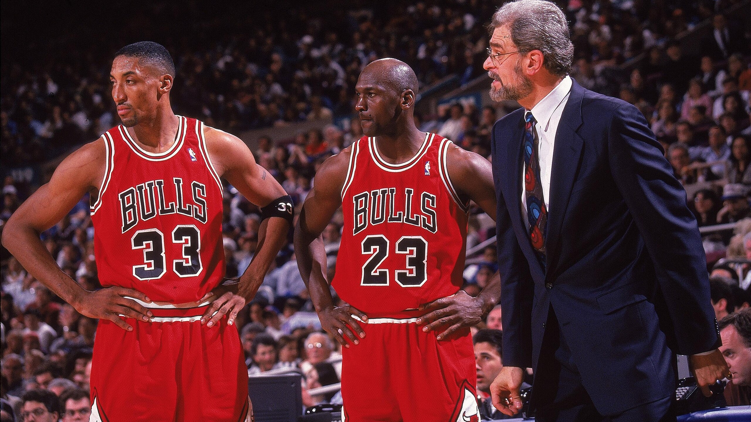 Chicago Bulls Michael Jordan, Scottie Pippen, and Coach Phil Jackson, 1996 NBA Eastern Conference Semifinals