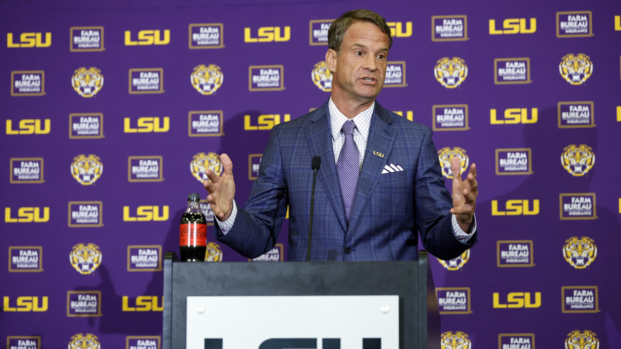 LSU Football Hosts Press Conference Introducing New Head Coach Lane Kiffin LSU Football Hosts Press Conference Introducing New Head Coach Lane Kiffin