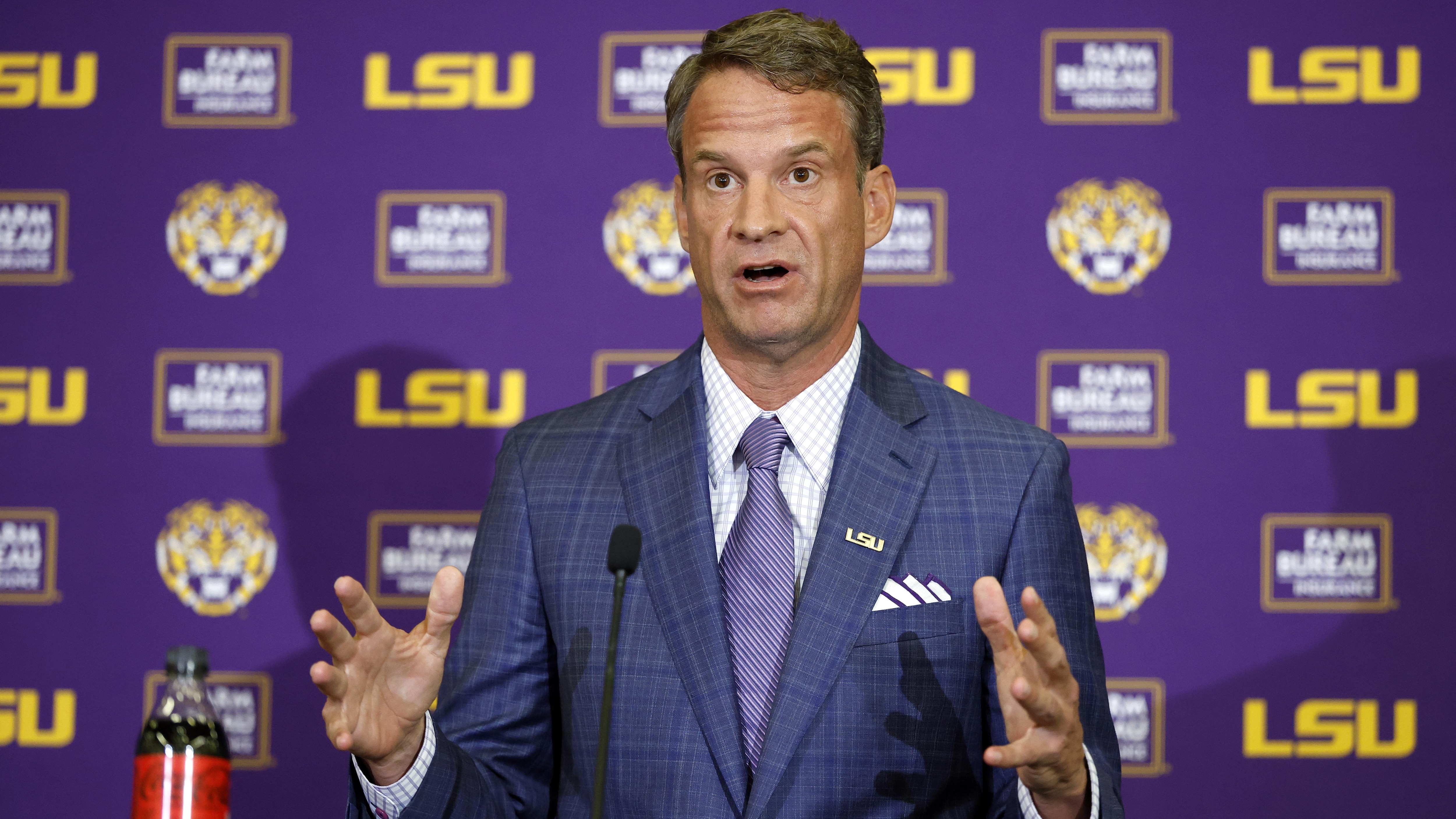 LSU Football Hosts Press Conference Introducing New Head Coach Lane Kiffin LSU Football Hosts Press Conference Introducing New Head Coach Lane Kiffin