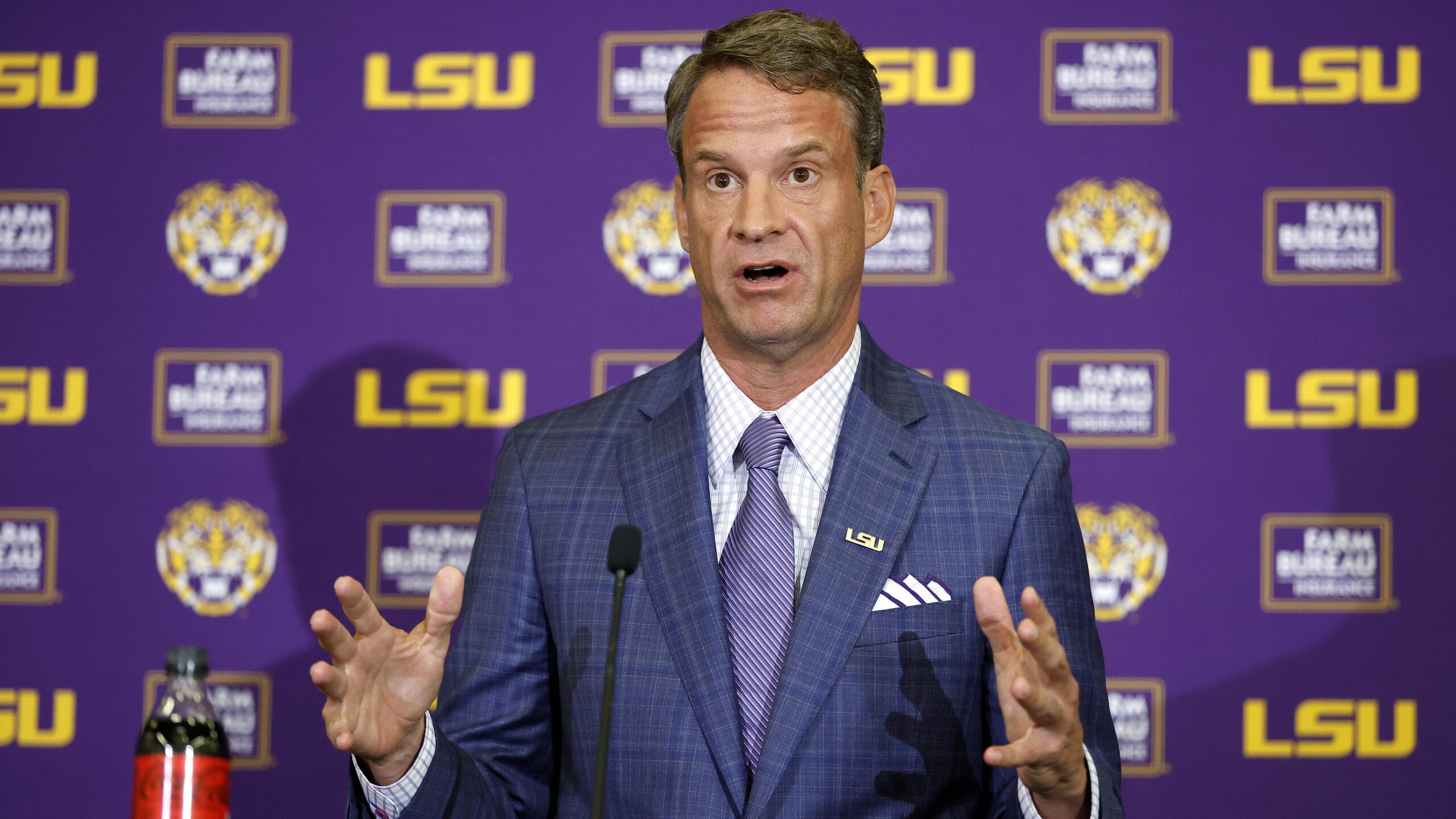 LSU Football Hosts Press Conference Introducing New Head Coach Lane Kiffin