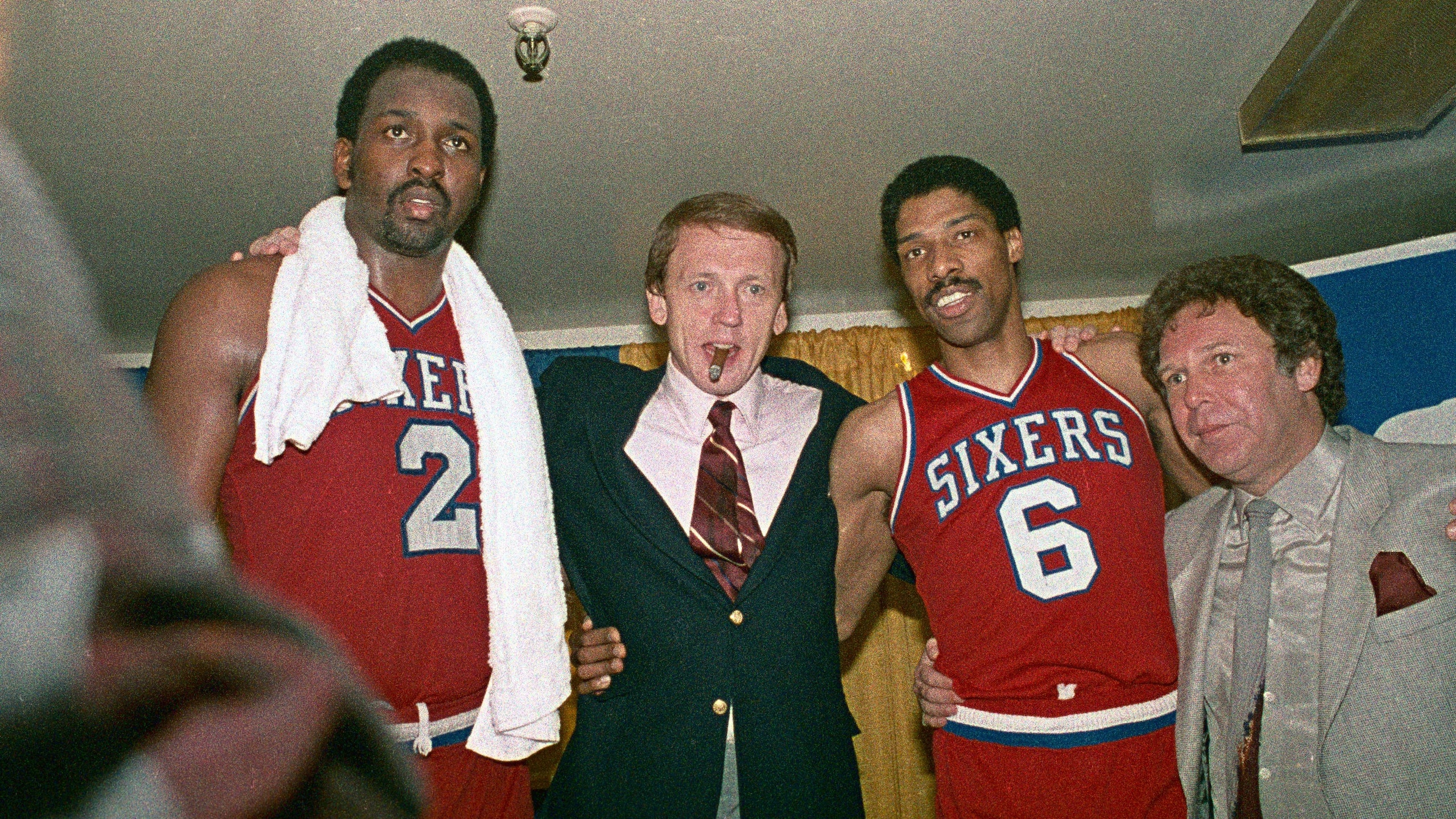 Julius Erving With Teammates After Championship Victory