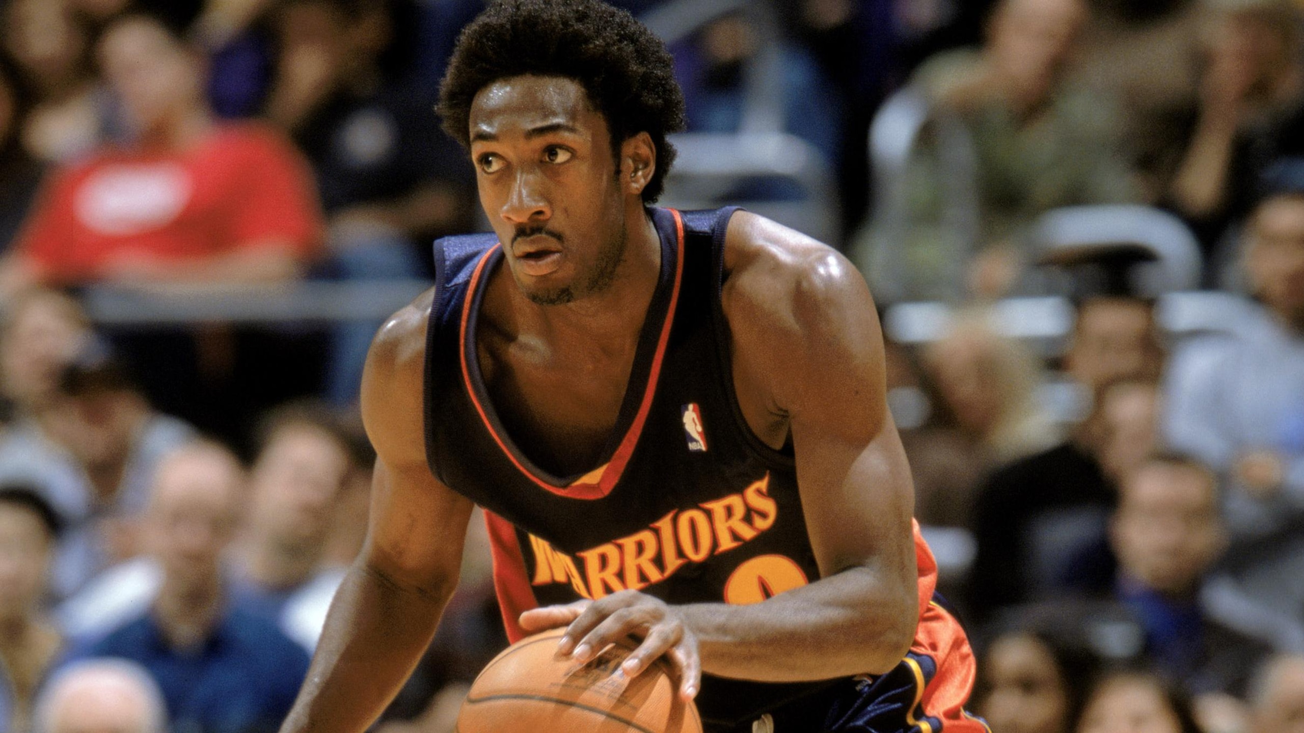Gilbert Arenas moves the ball forward Gilbert Arenas moves the ball forward
