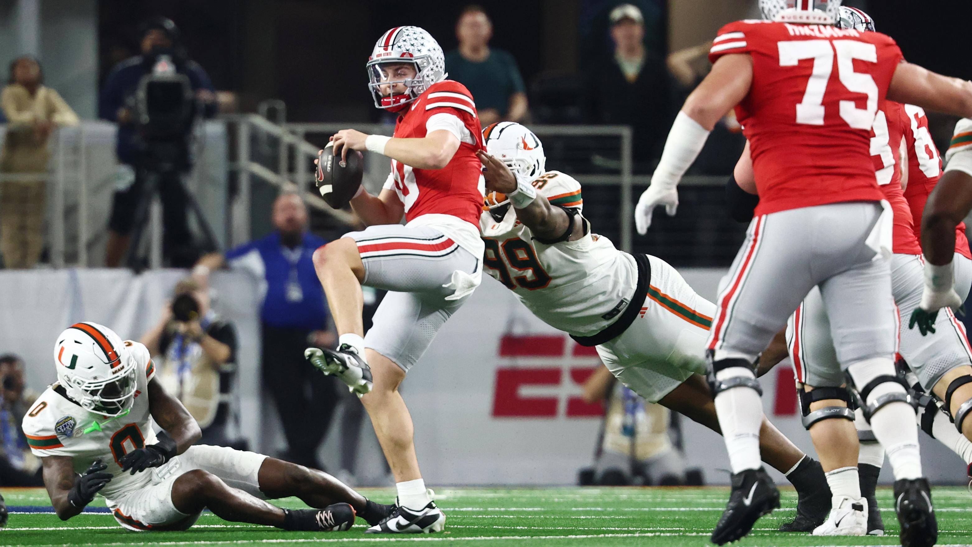 College Football Playoff Quarterfinal - Goodyear Cotton Bowl Classic: Miami v Ohio State College Football Playoff Quarterfinal - Goodyear Cotton Bowl Classic: Miami v Ohio State