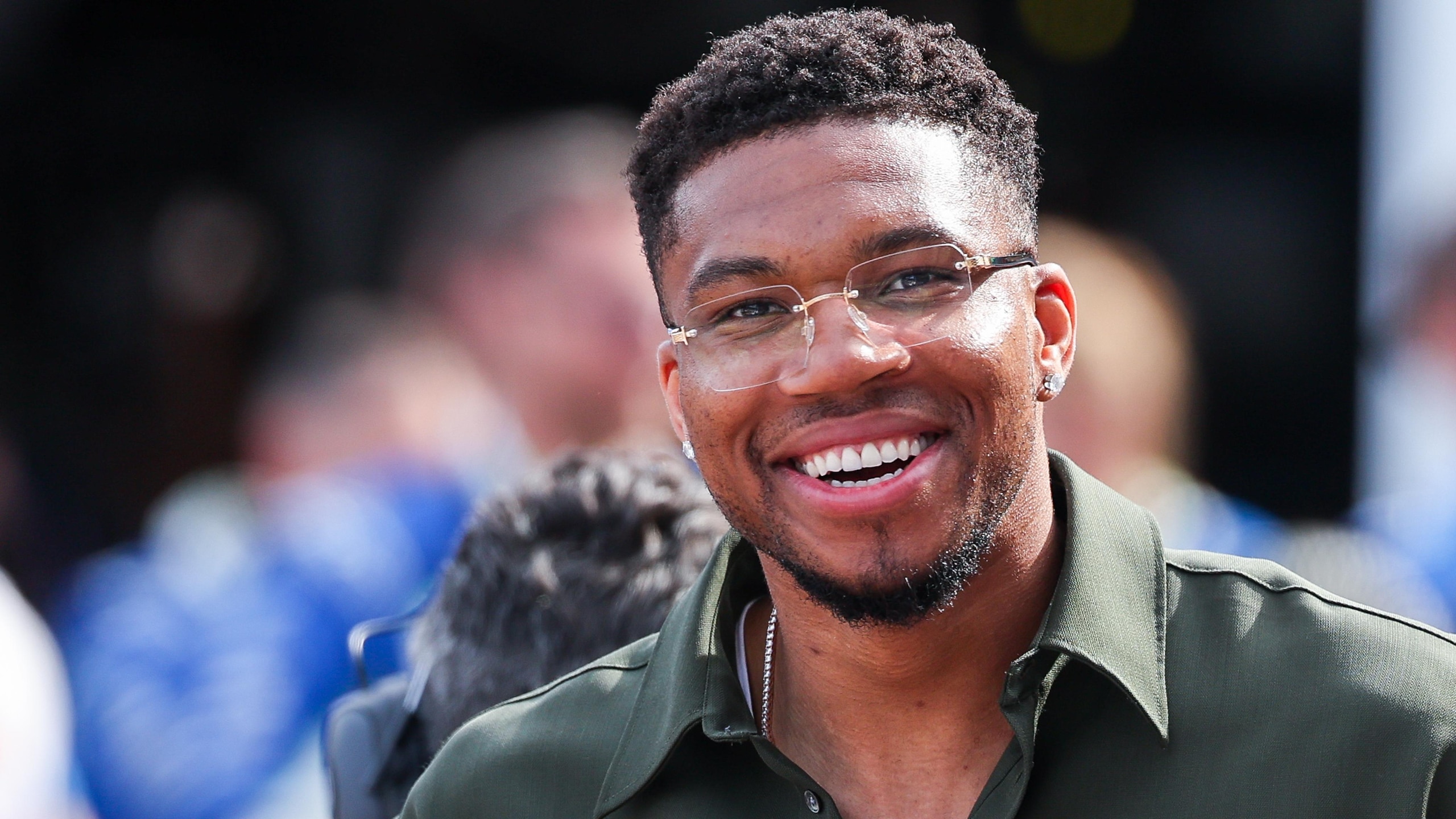 Giannis Antetokounmpo NBA player seen during the F1 Grand