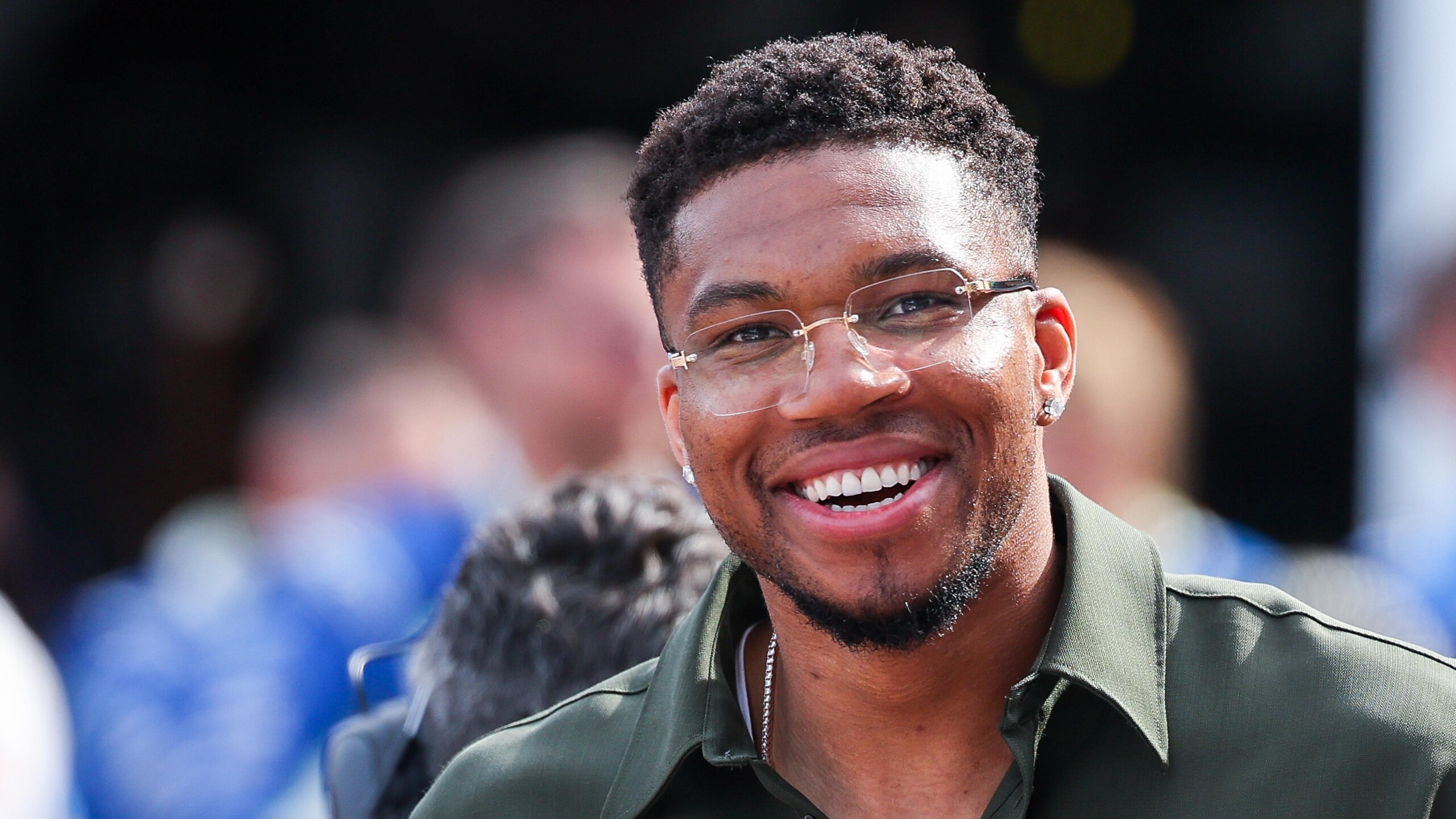 Giannis Antetokounmpo NBA player seen during the F1 Grand