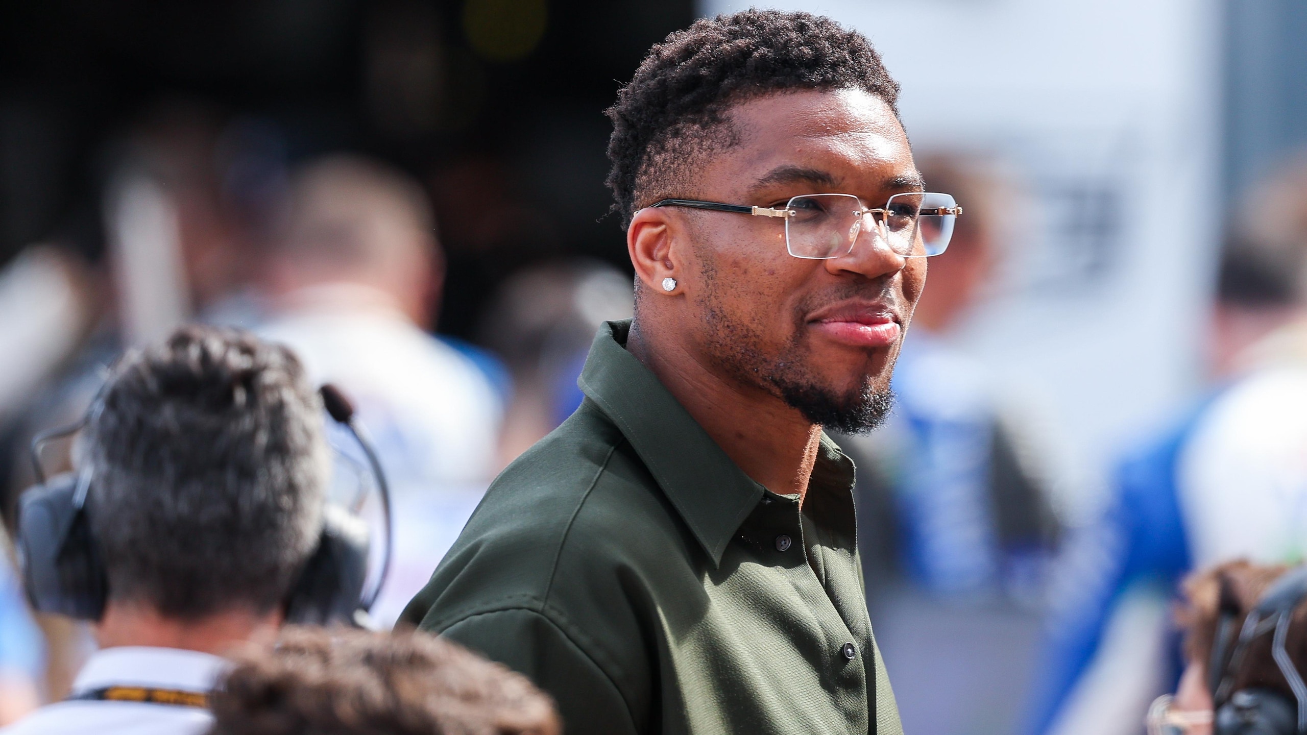 Giannis Antetokounmpo NBA player seen during the F1 Grand