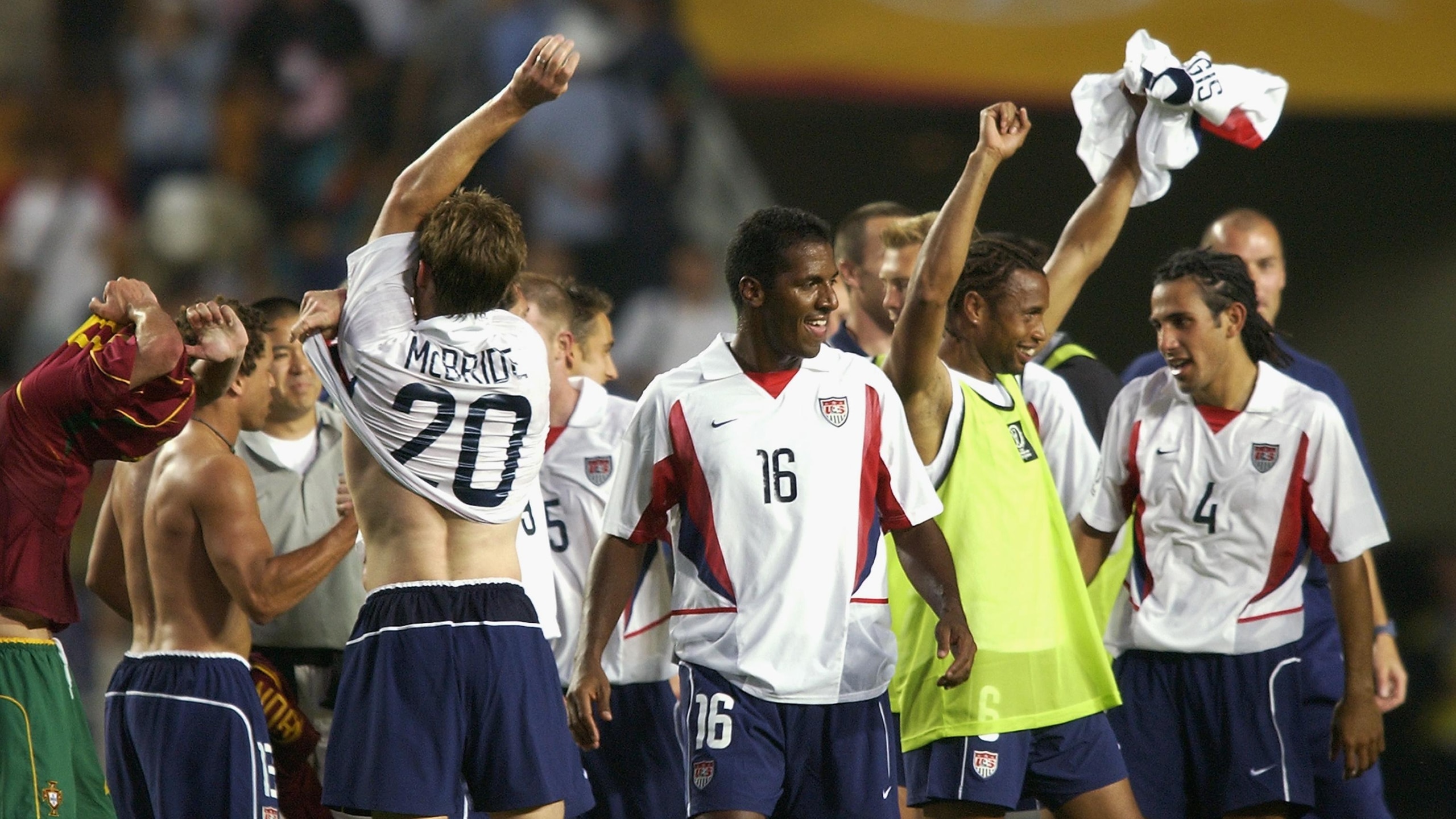 Brian McBride, Carlos Llamosa, David Regis and Pablo Mastroeni of the USA celebrate Brian McBride, Carlos Llamosa, David Regis and Pablo Mastroeni of the USA celebrate