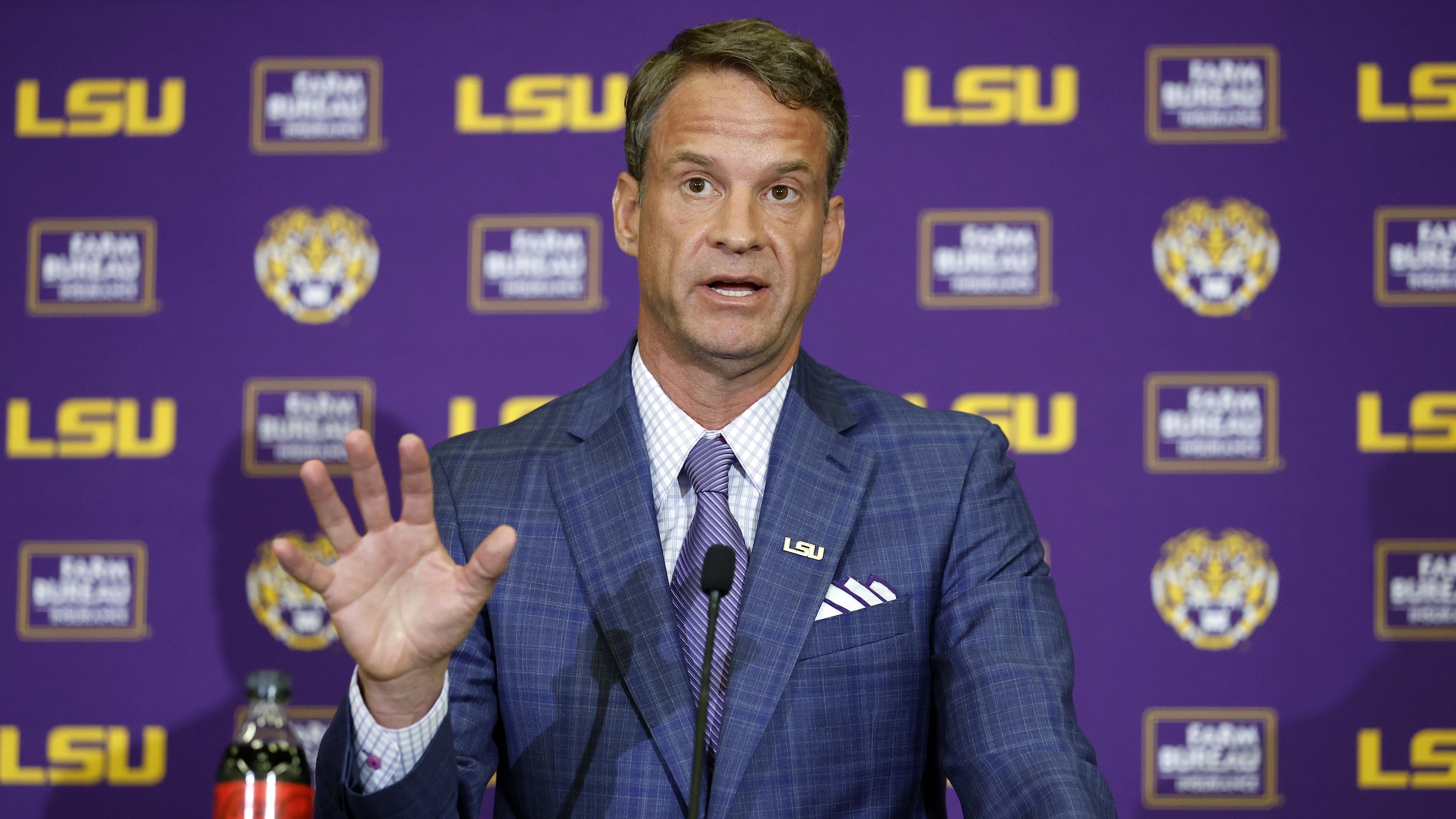 LSU Football Hosts Press Conference Introducing New Head Coach Lane Kiffin